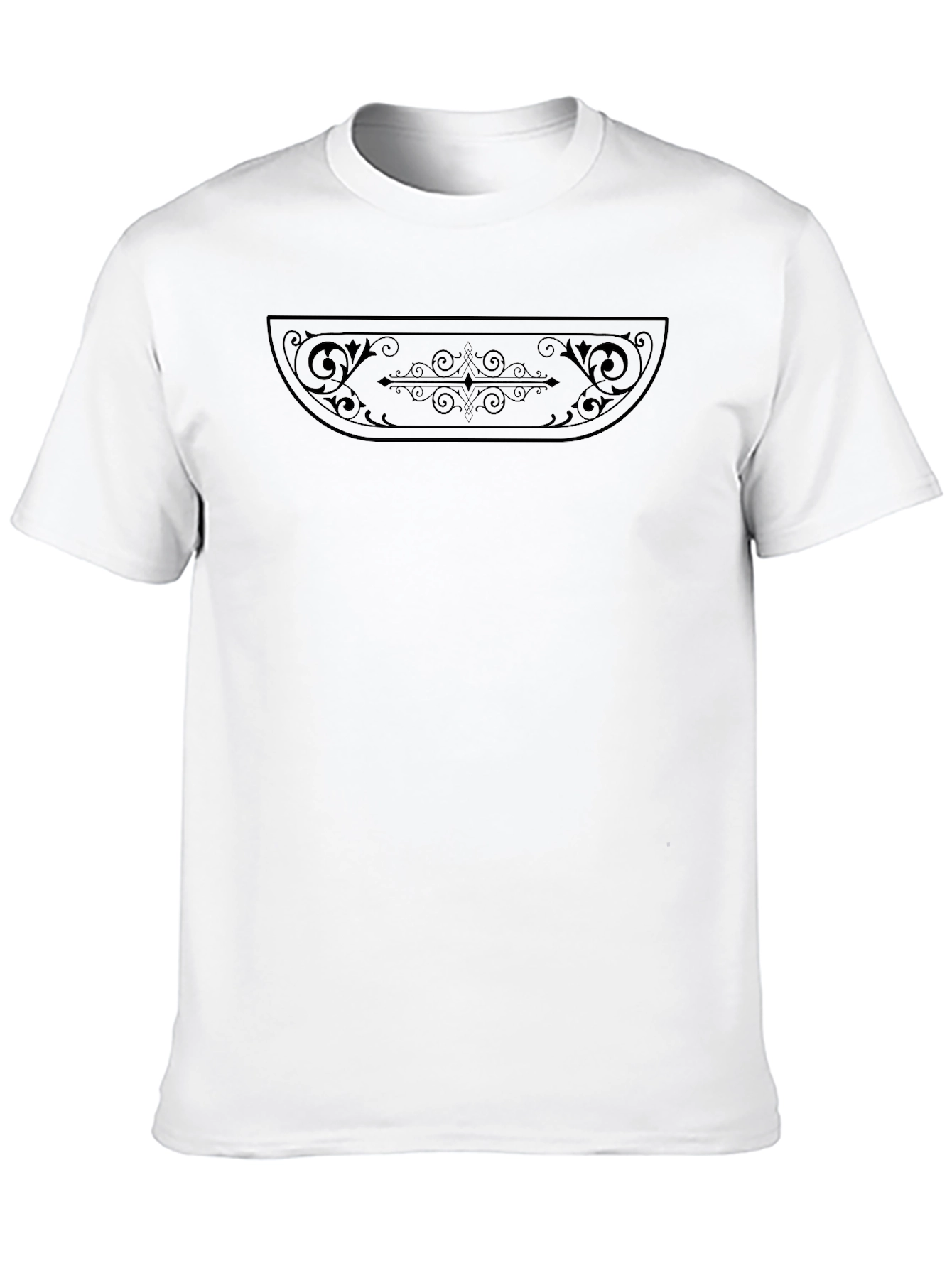 Elegant Black T-Shirt with Ornamental Design