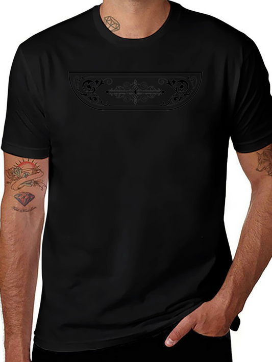 Elegant Black T-Shirt with Ornamental Design