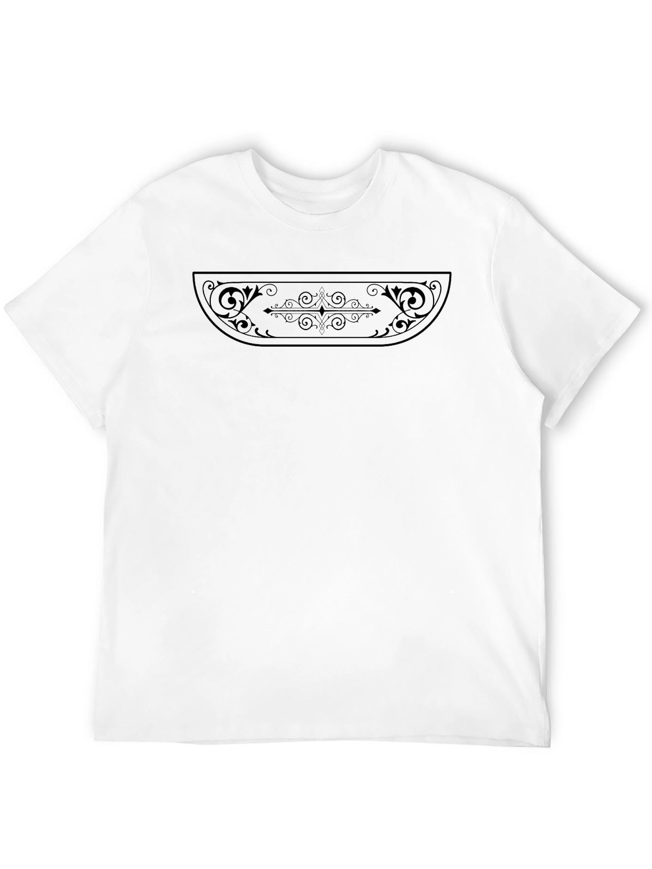 Elegant Black T-Shirt with Ornamental Design
