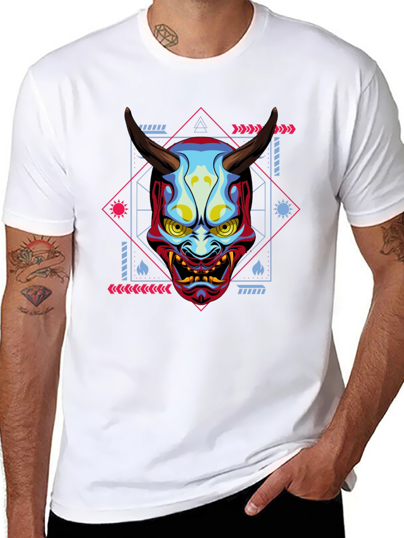 Japanese Oni Mask Graphic T-Shirt
