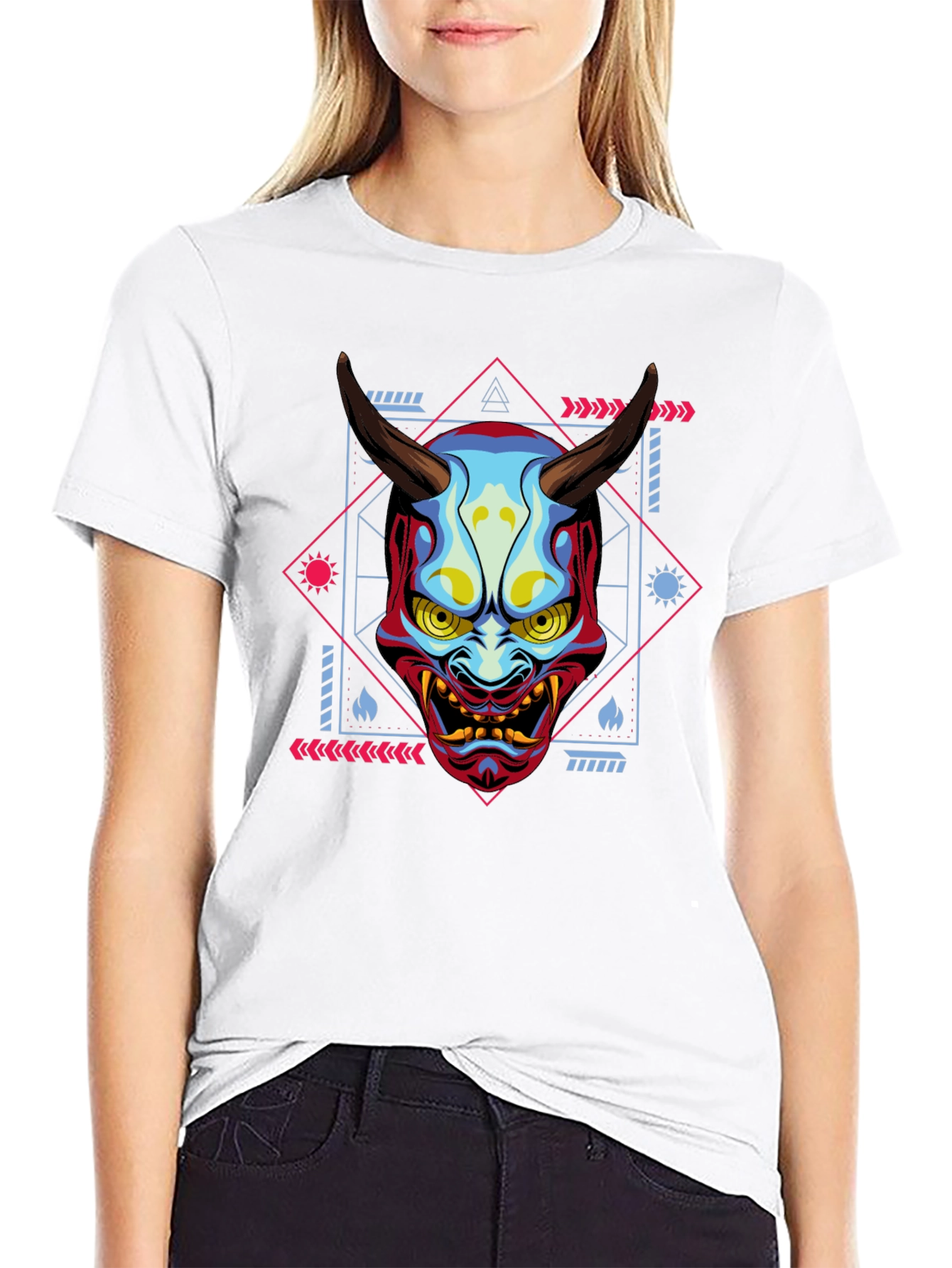 Japanese Oni Mask Graphic T-Shirt