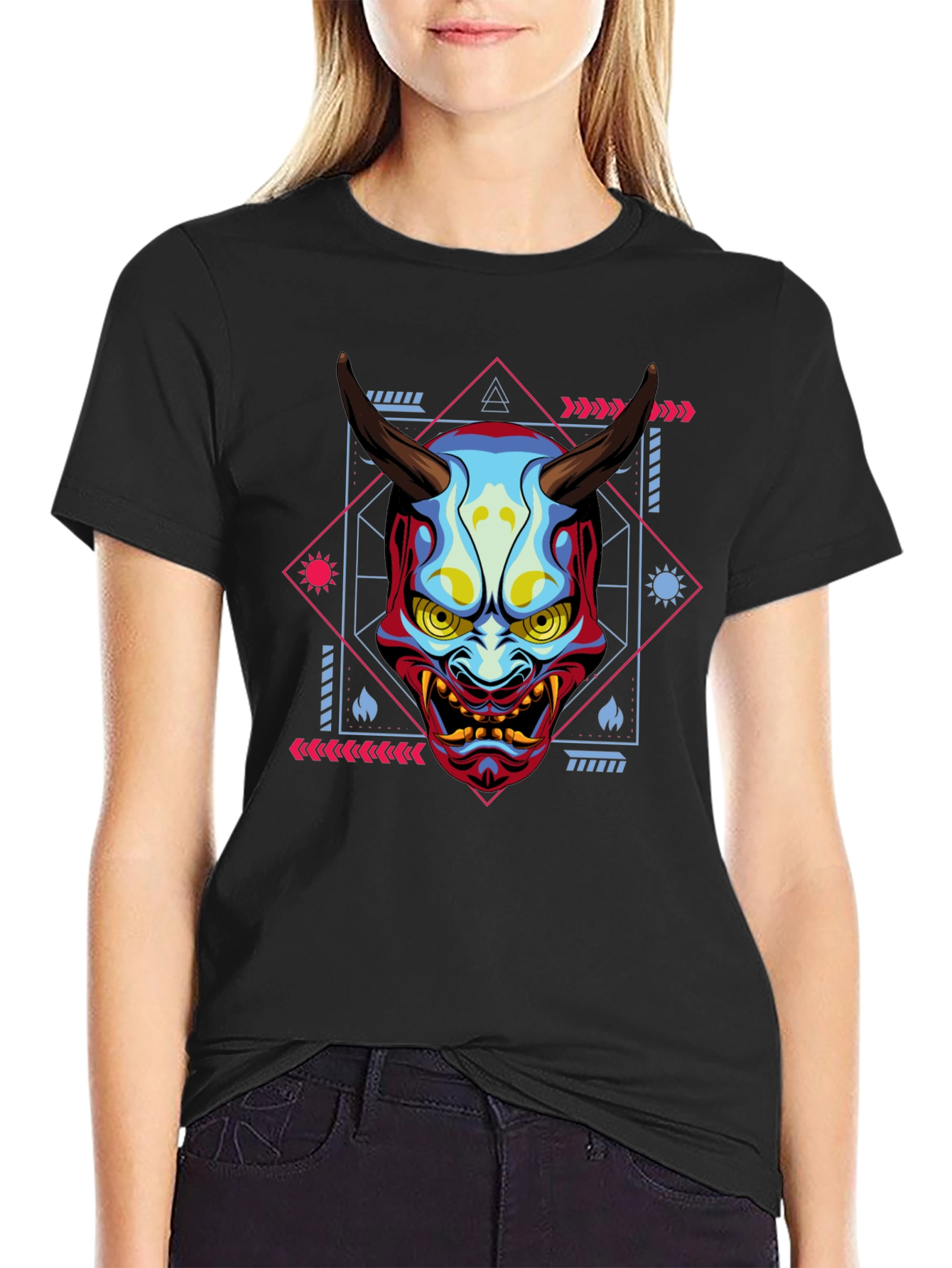 Japanese Oni Mask Graphic T-Shirt