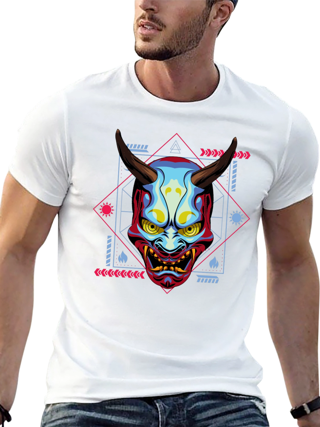 Japanese Oni Mask Graphic T-Shirt