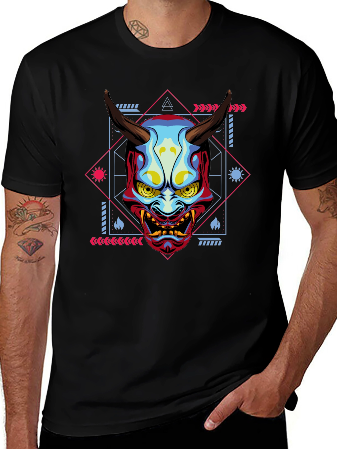 Japanese Oni Mask Graphic T-Shirt
