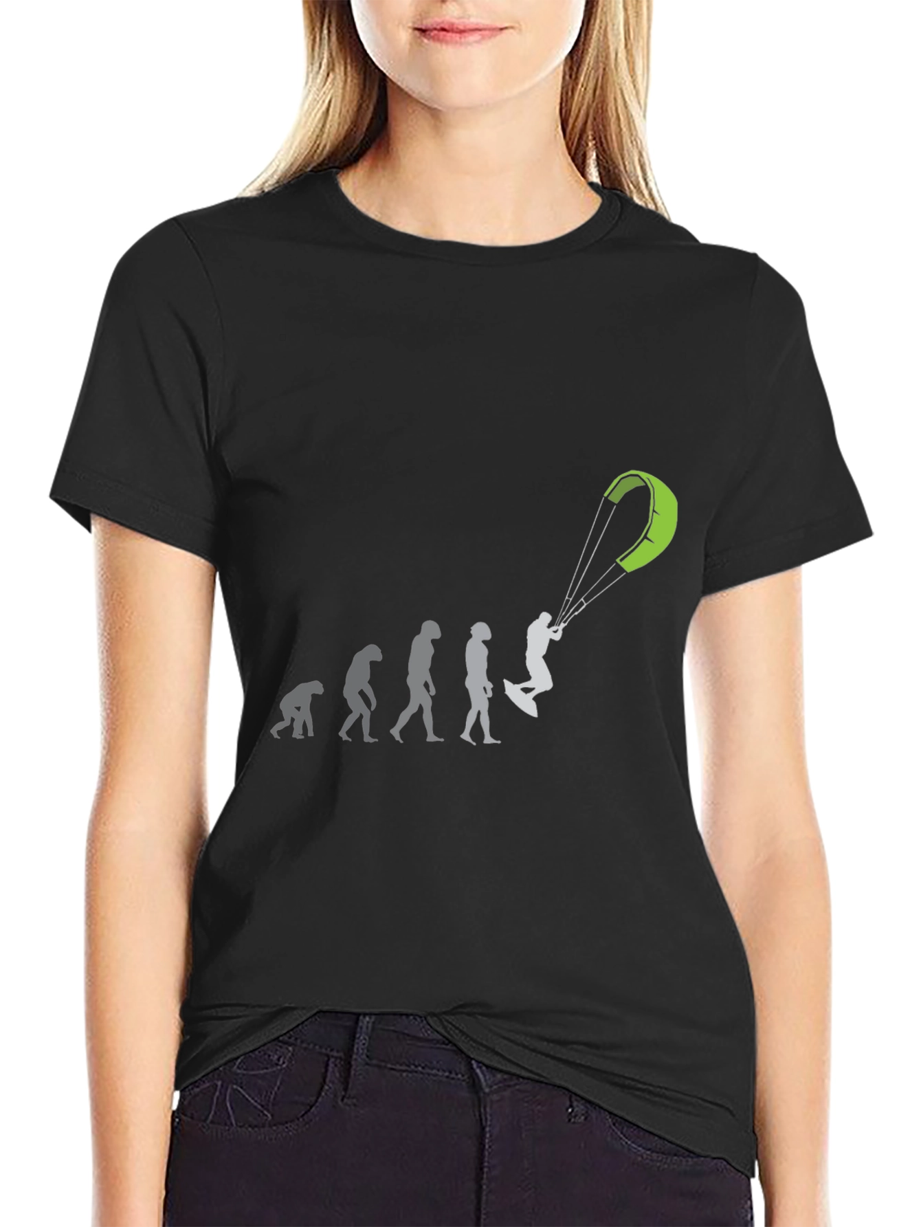 Evolution of Kitesurfing Black T-Shirt