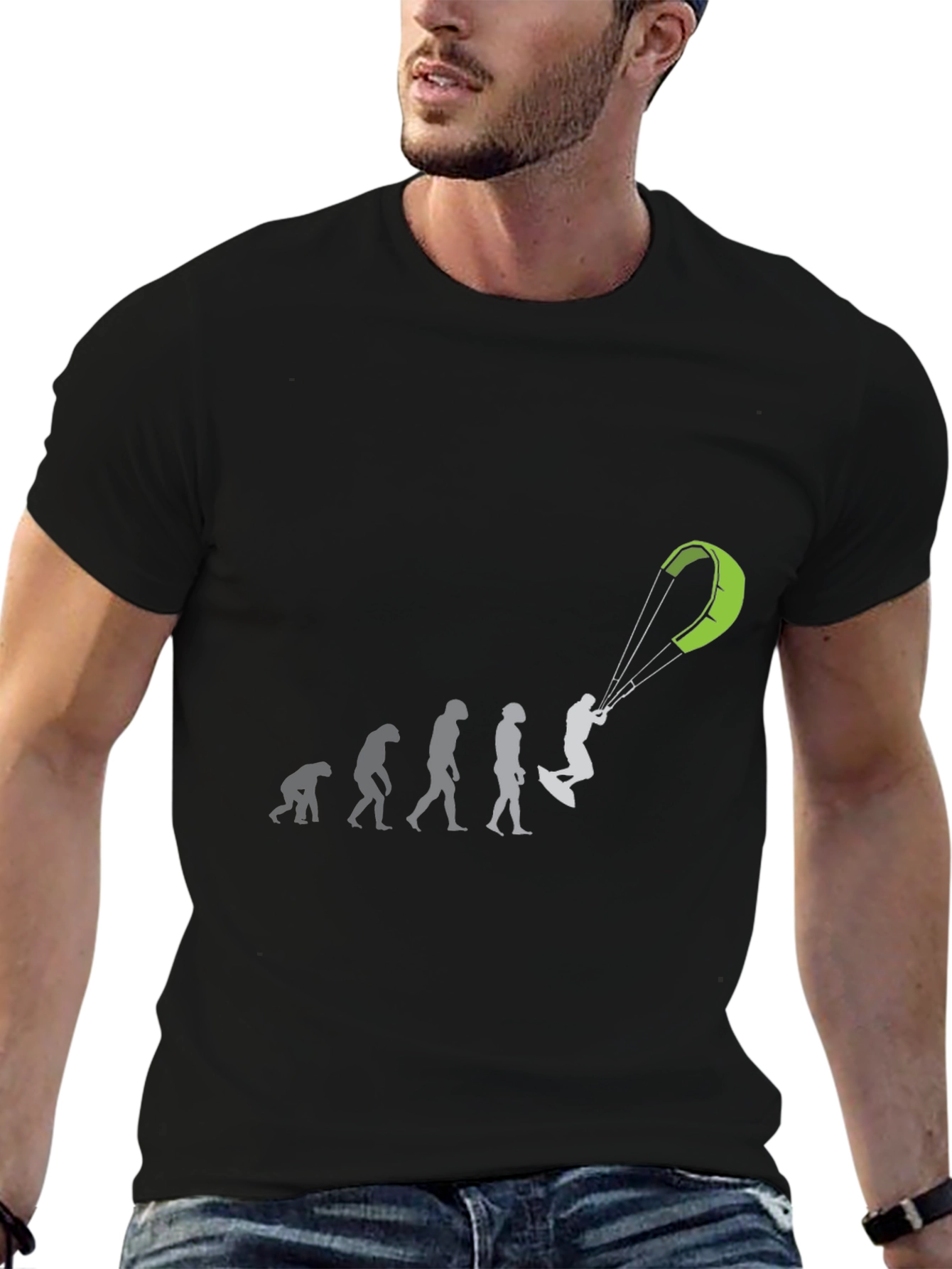 Evolution of Kitesurfing Black T-Shirt