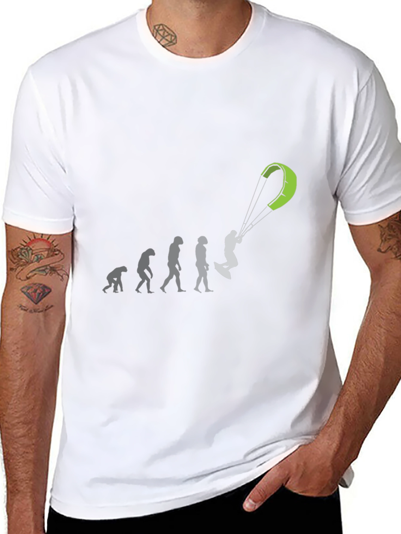 Evolution of Kitesurfing Black T-Shirt