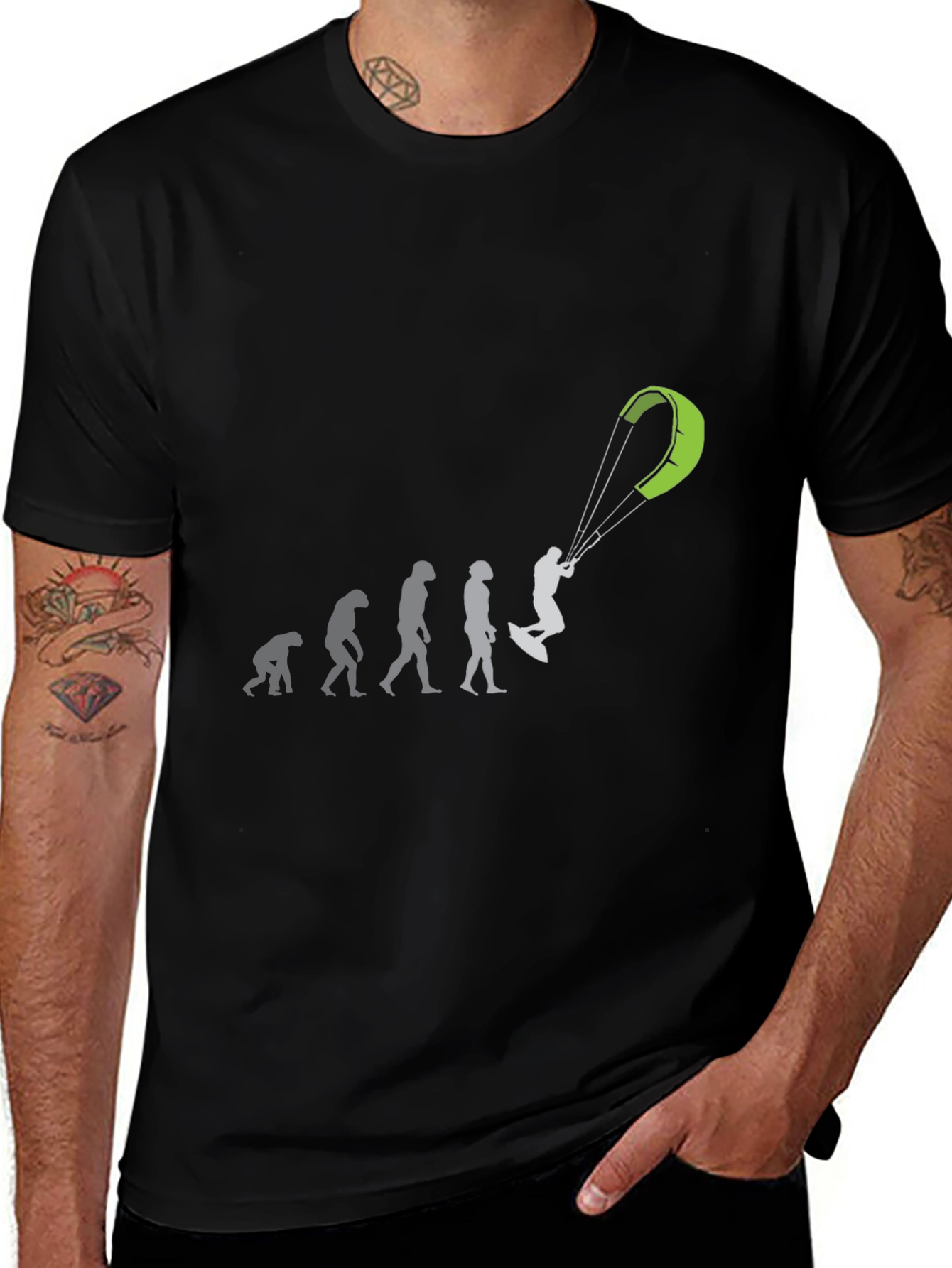 Evolution of Kitesurfing Black T-Shirt