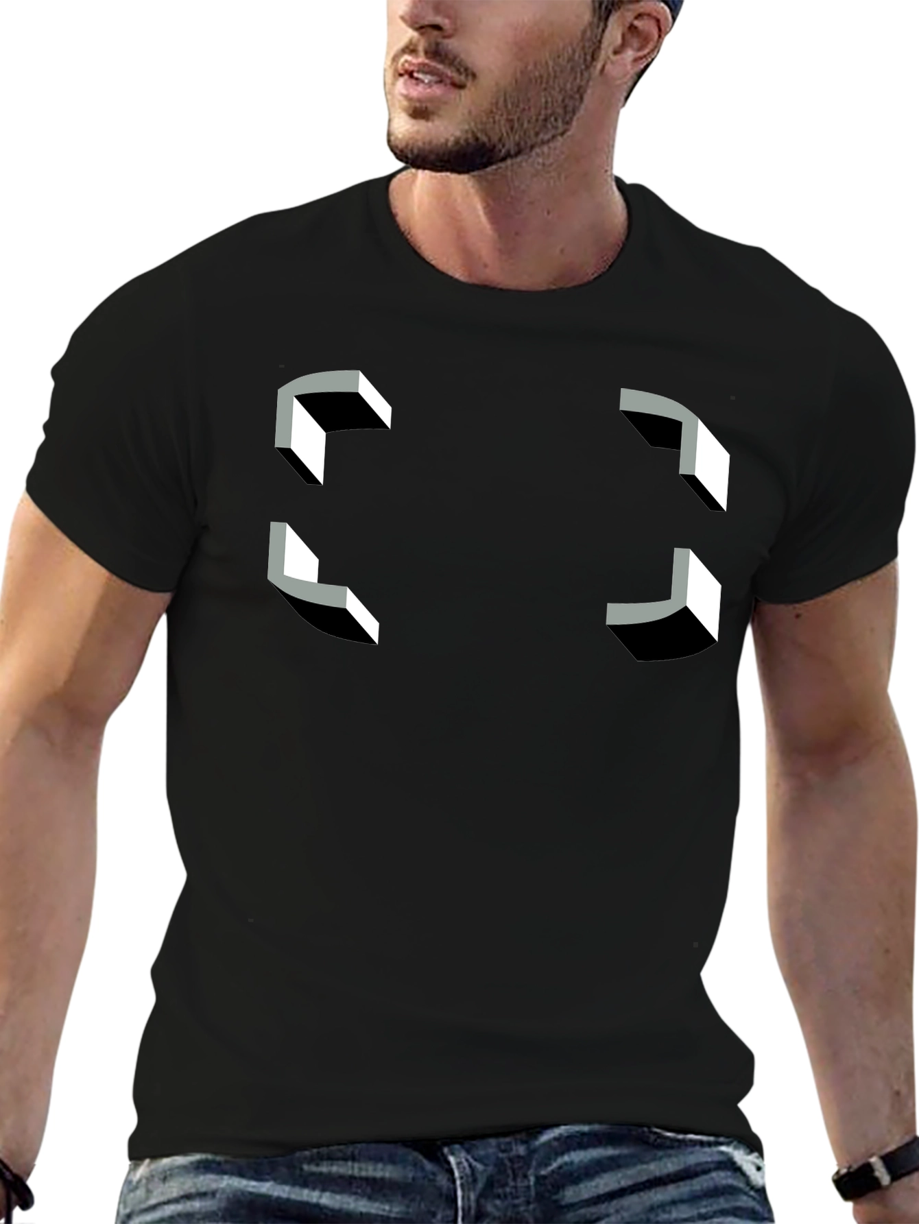 Optical Illusion T-Shirt - Geometric Perspective Tee