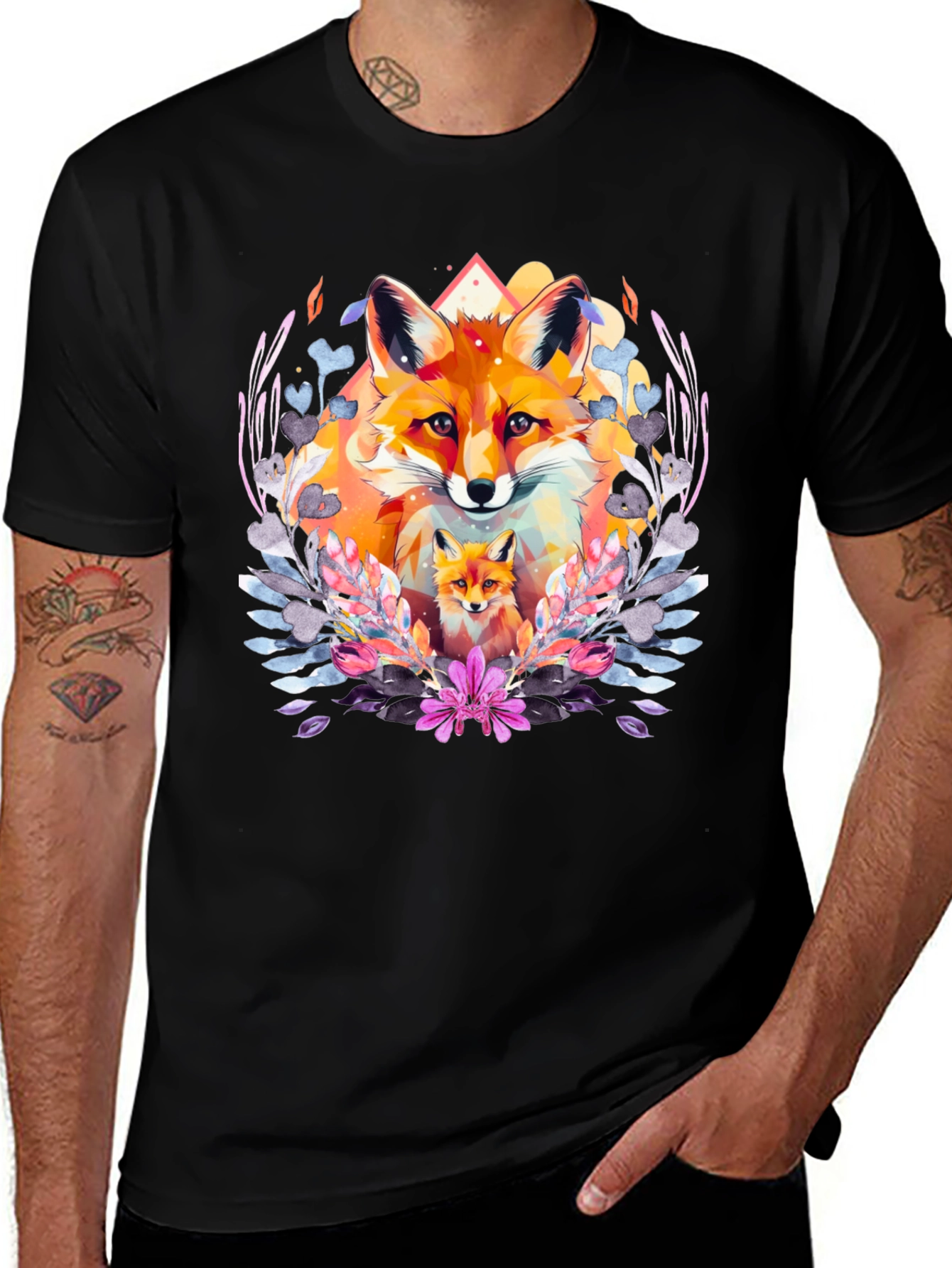 Fox Graphic Print T-Shirt - Stylish Animal Design
