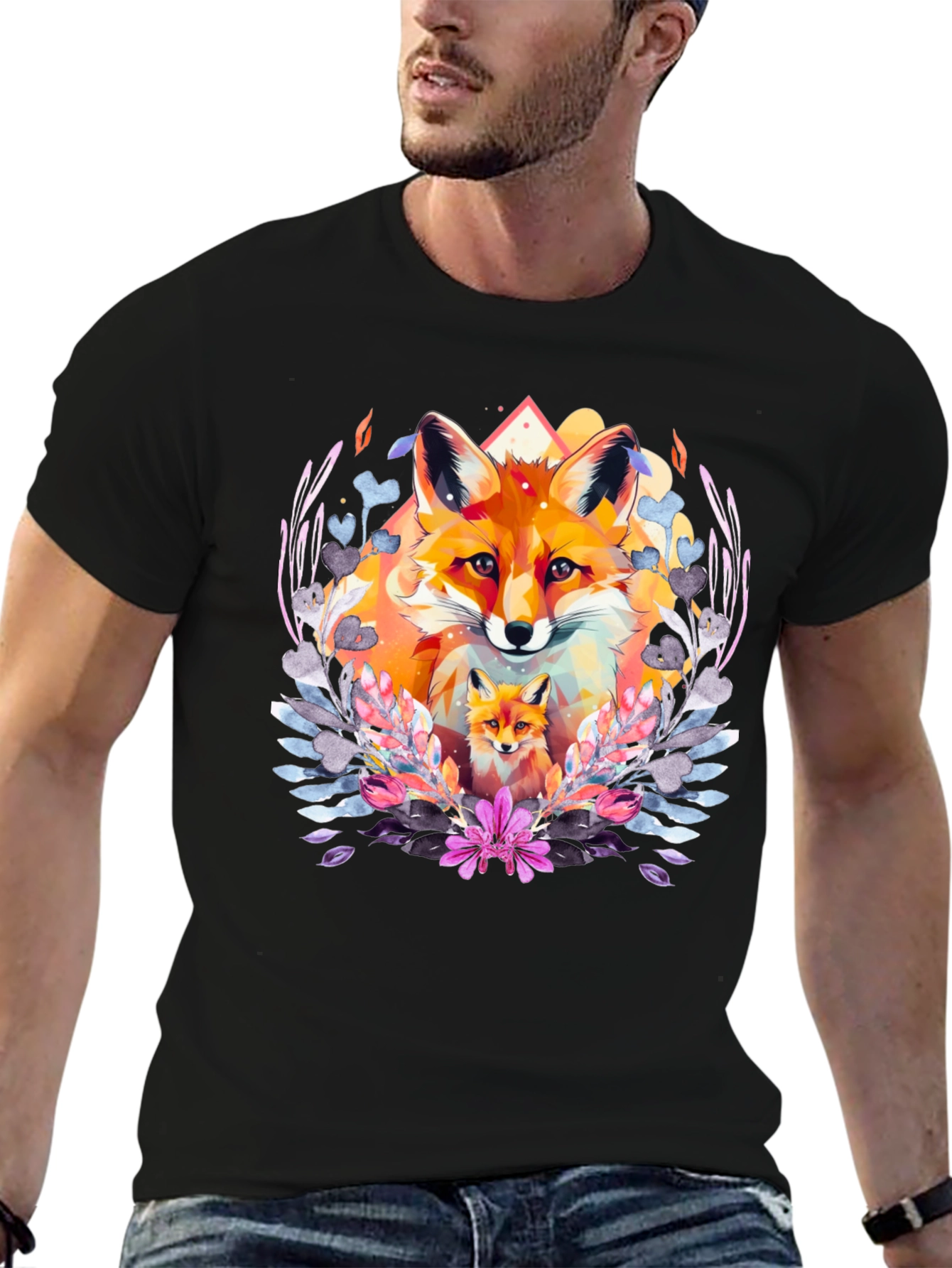 Fox Graphic Print T-Shirt - Stylish Animal Design