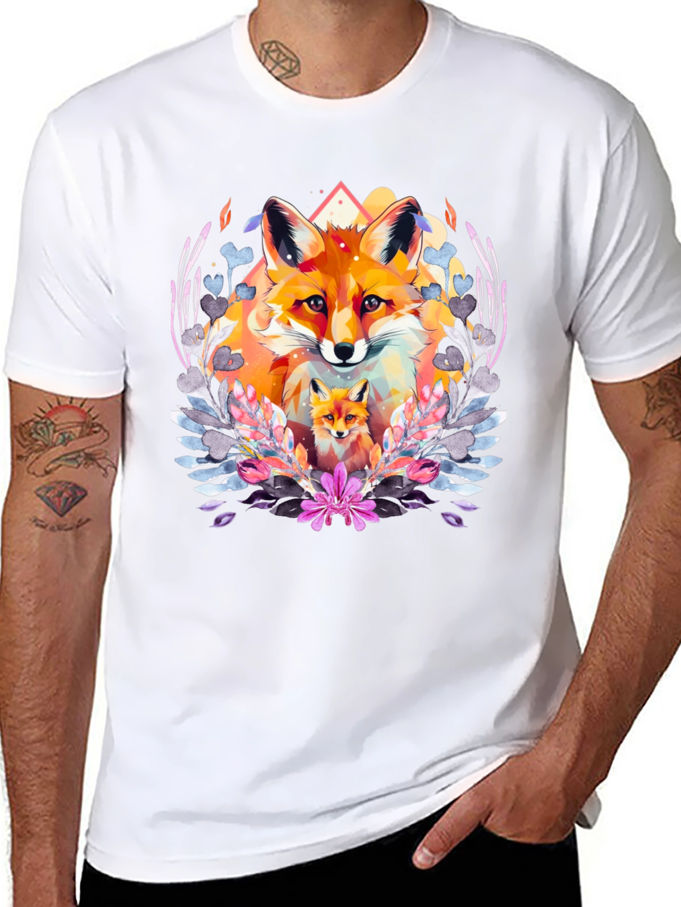 Fox Graphic Print T-Shirt - Stylish Animal Design