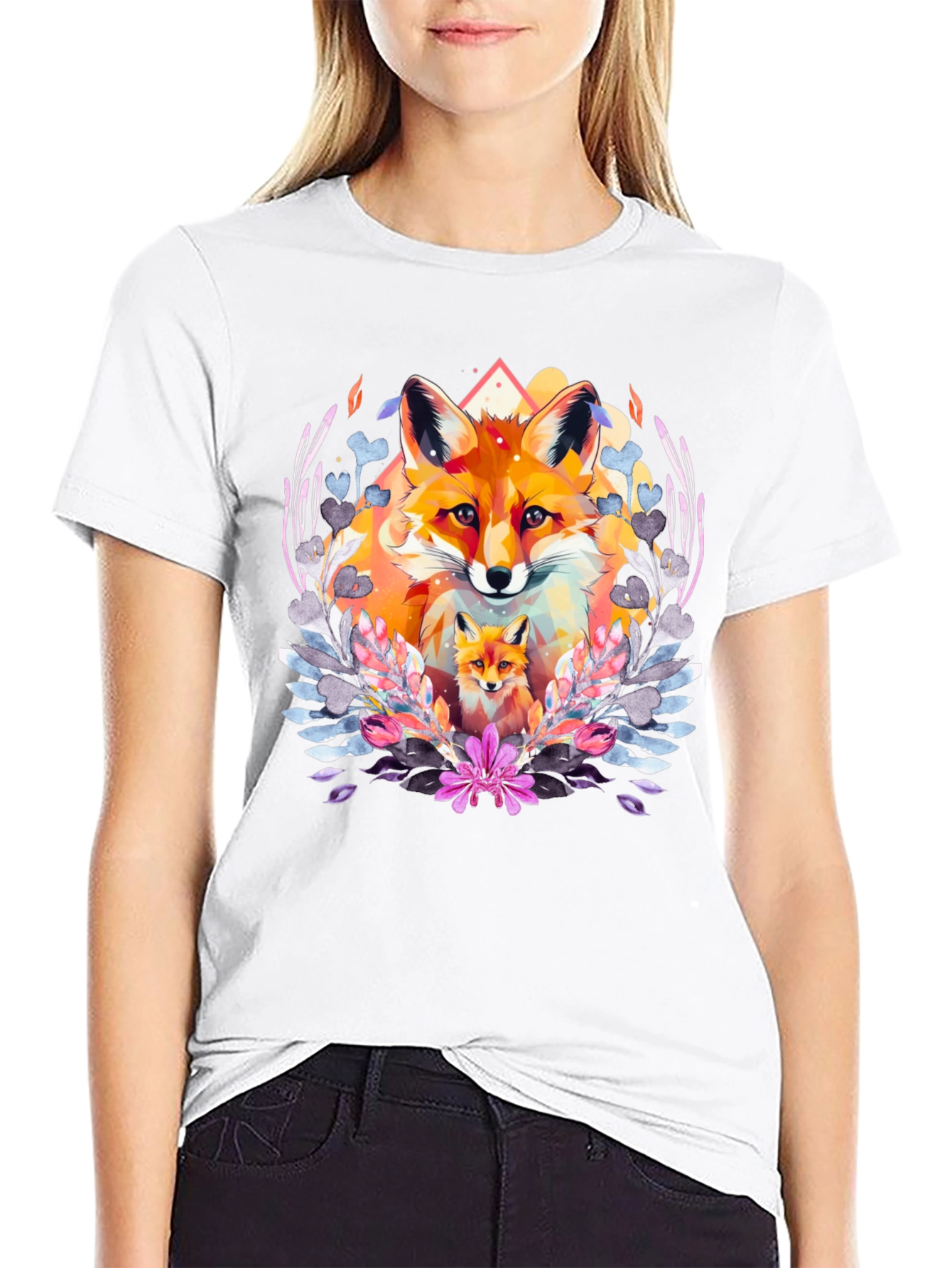 Fox Graphic Print T-Shirt - Stylish Animal Design
