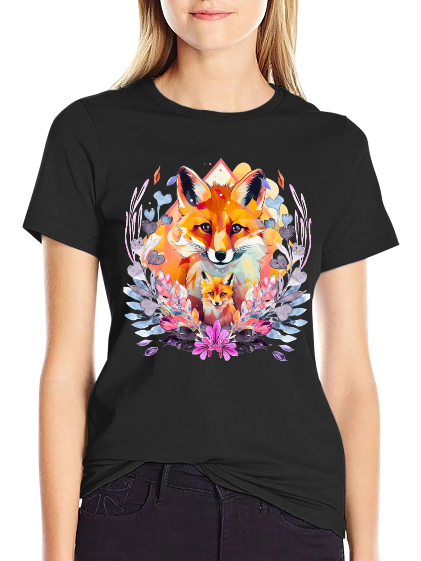 Fox Graphic Print T-Shirt - Stylish Animal Design