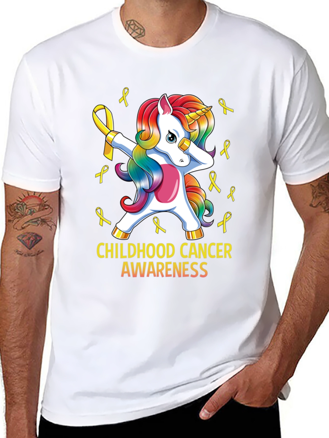 Childhood Cancer Awareness Unicorn Ribbon T-Shirt