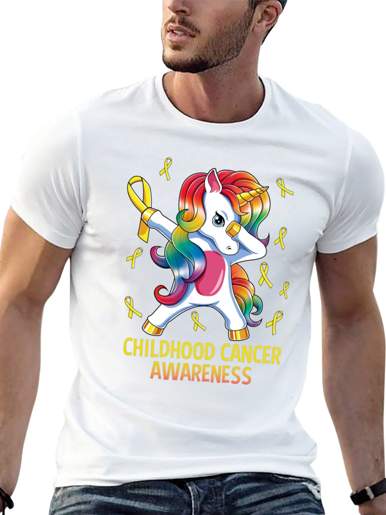 Childhood Cancer Awareness Unicorn Ribbon T-Shirt