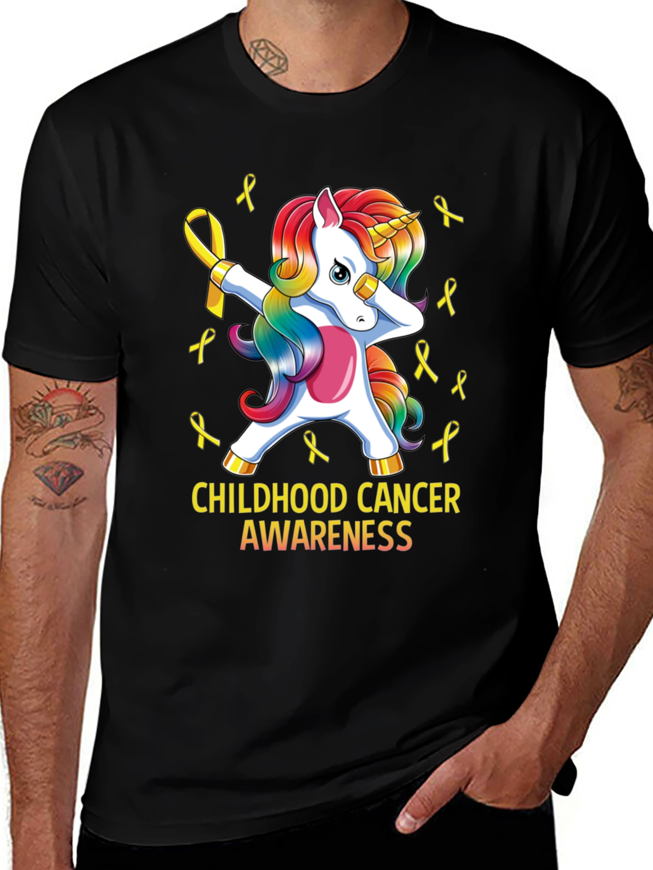 Childhood Cancer Awareness Unicorn Ribbon T-Shirt