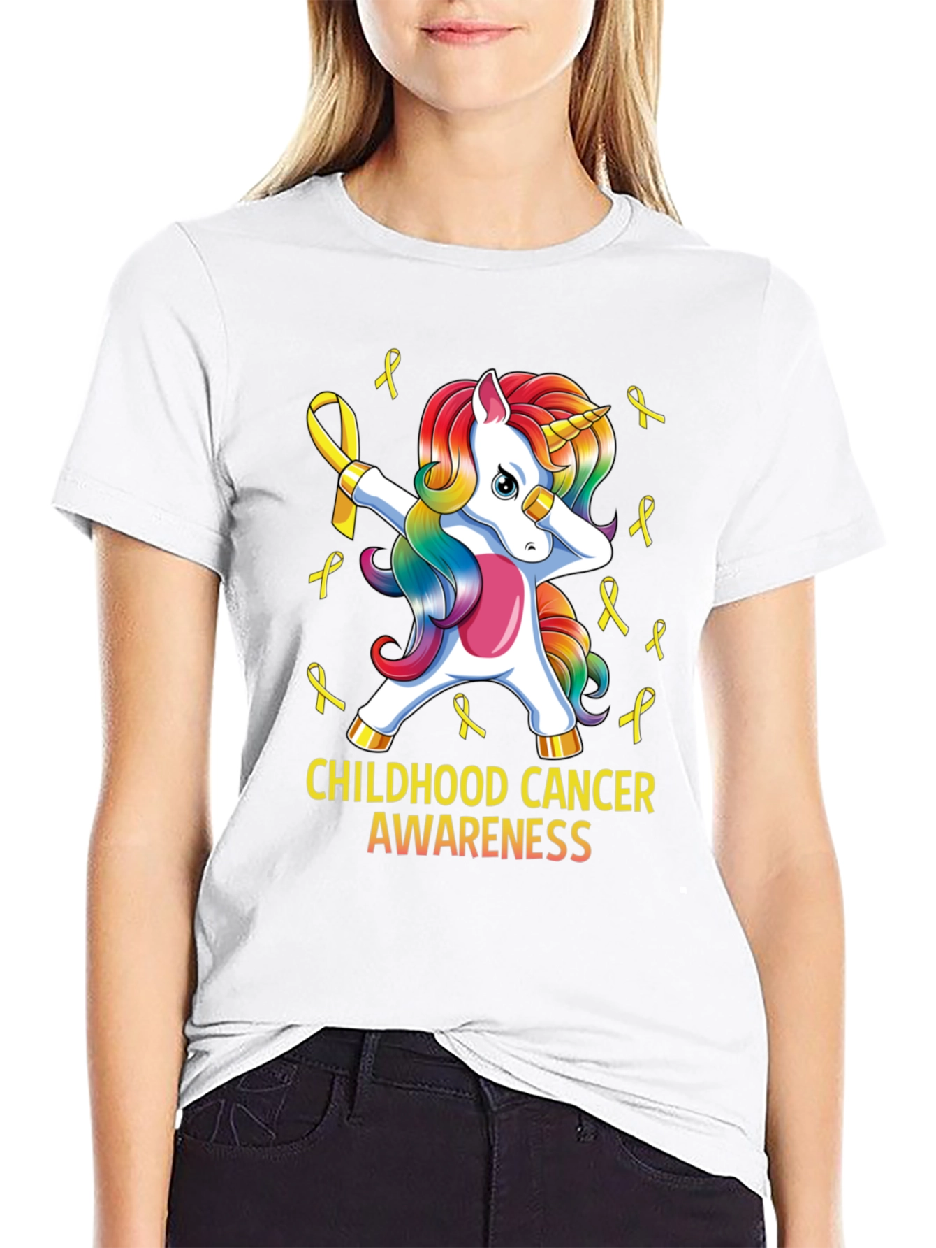 Childhood Cancer Awareness Unicorn Ribbon T-Shirt