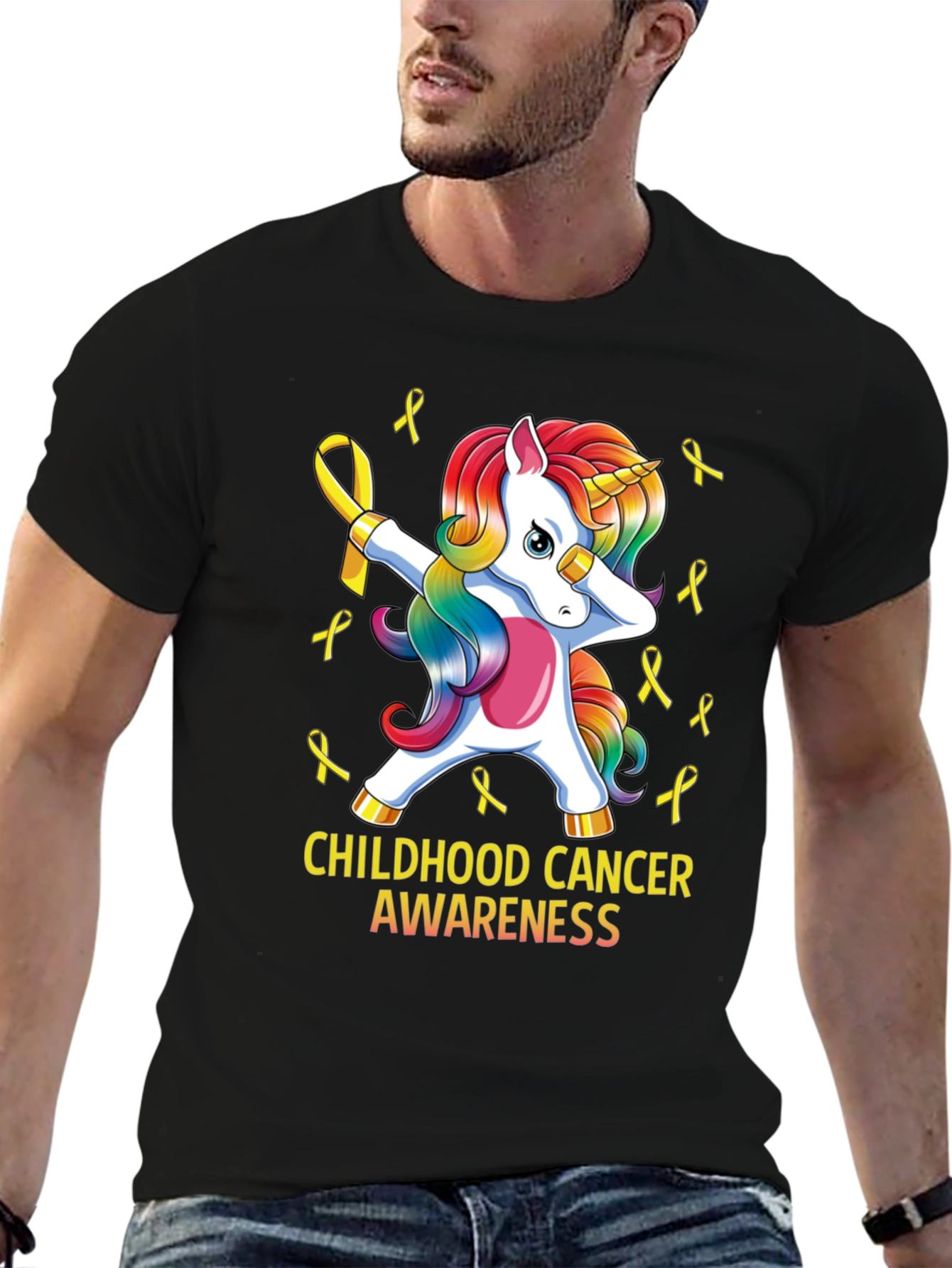 Childhood Cancer Awareness Unicorn Ribbon T-Shirt