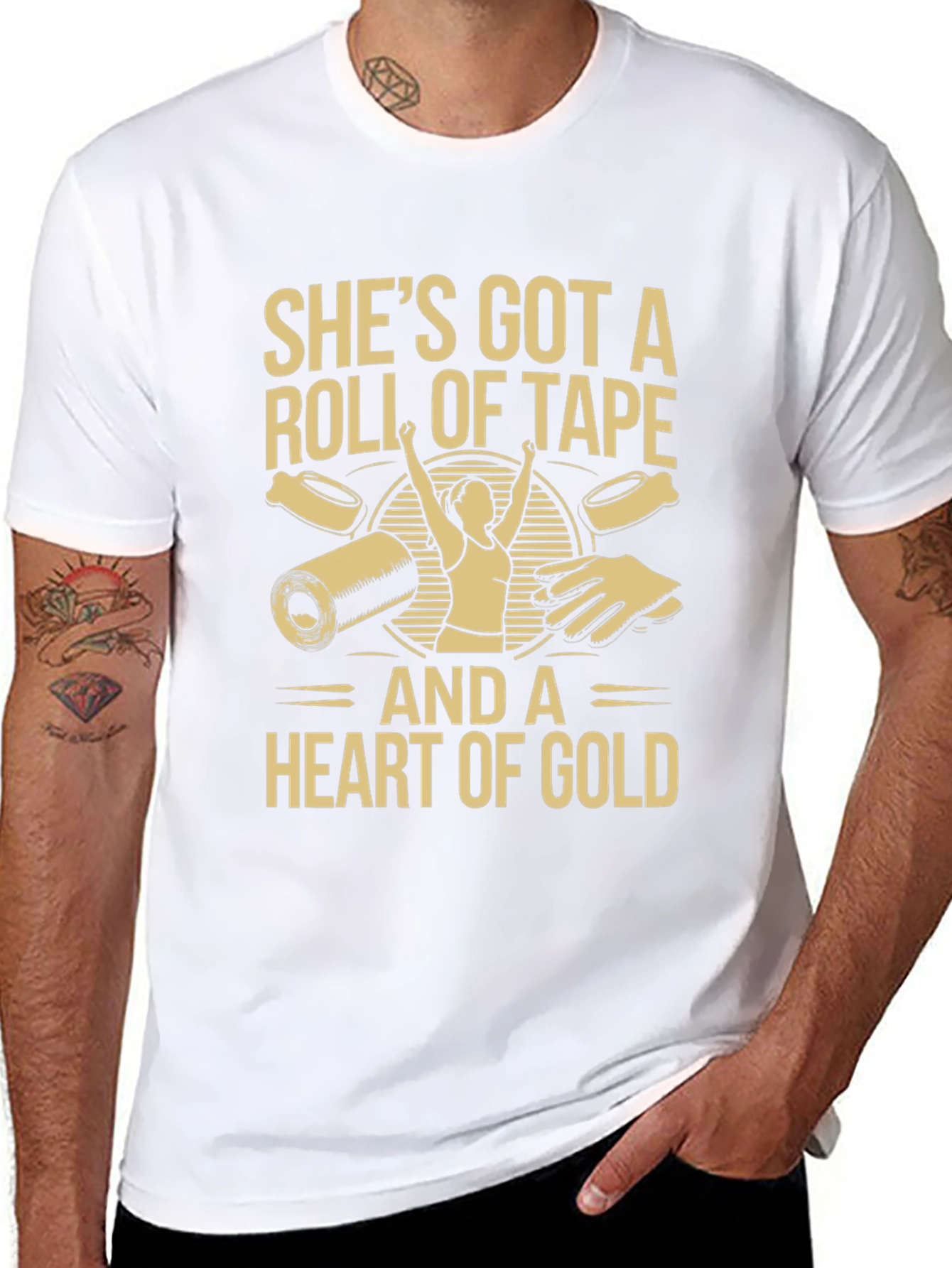 Roll of Tape and Heart of Gold Black T-Shirt
