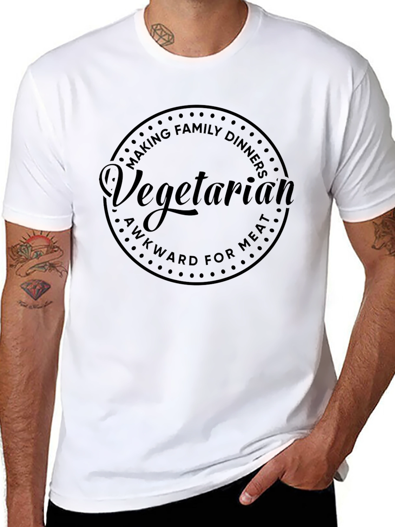 Vegetarian Awkward For Meat Black Graphic Tee