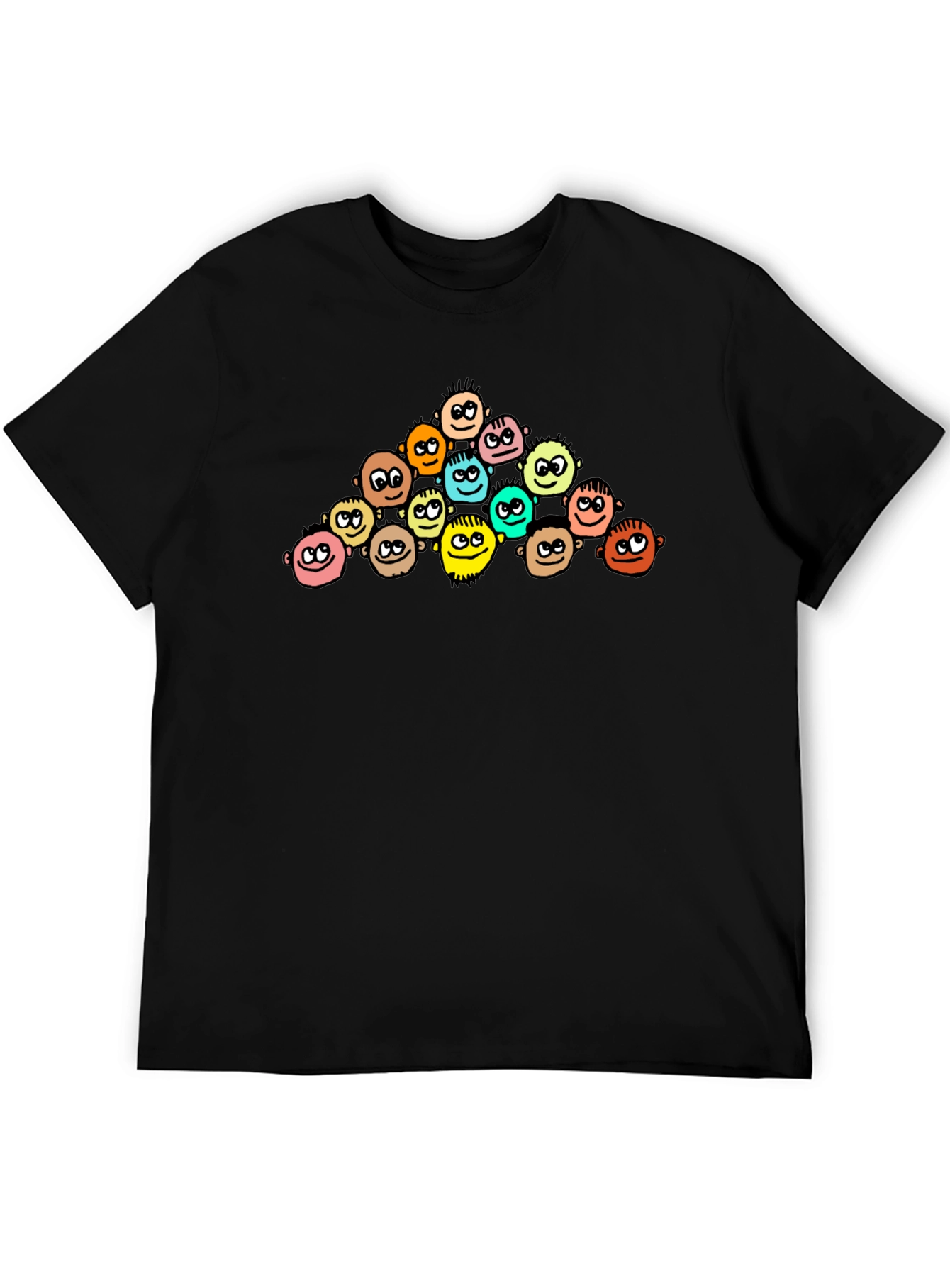 Cartoon Crowd Black T-Shirt