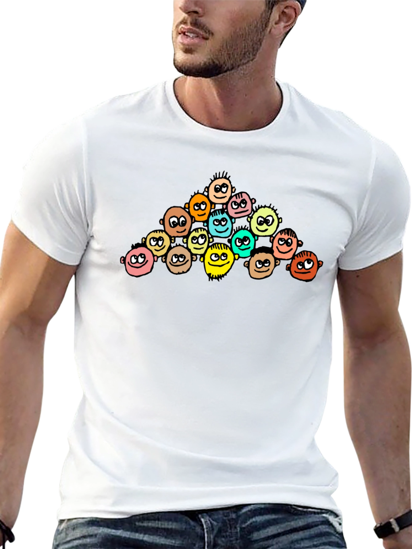 Cartoon Crowd Black T-Shirt