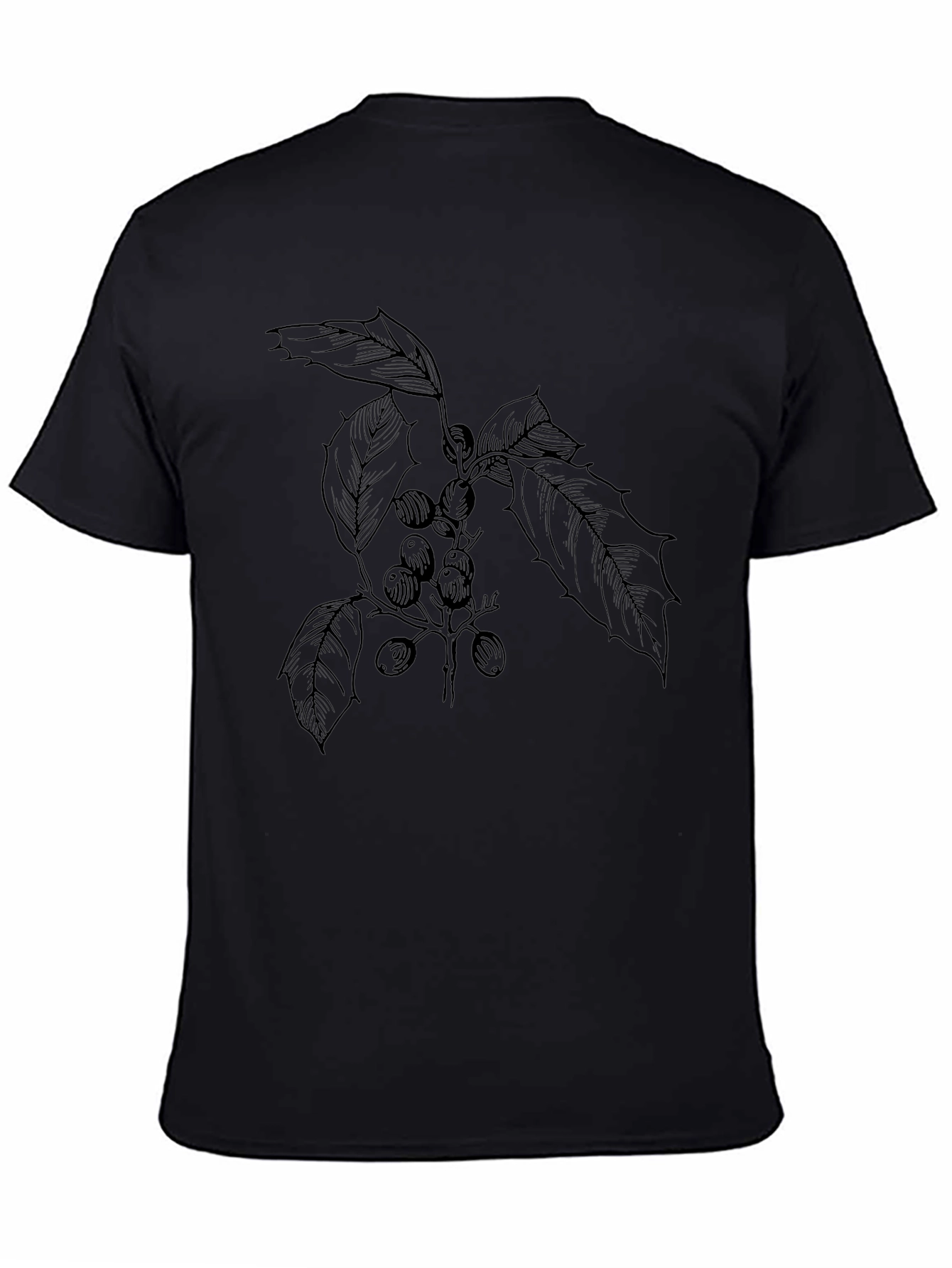 Botanical Print Black T-Shirt