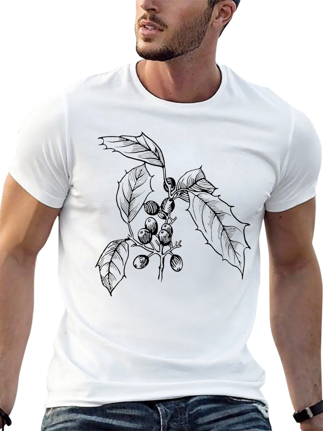 Botanical Print Black T-Shirt
