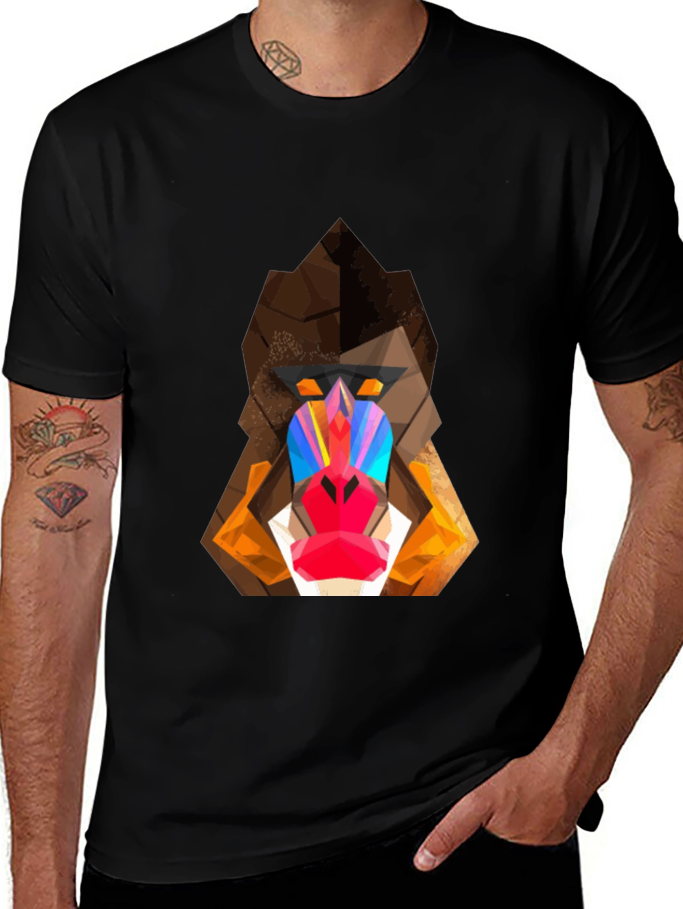 Geometric Mandrill Graphic Tee - Bold & Unique