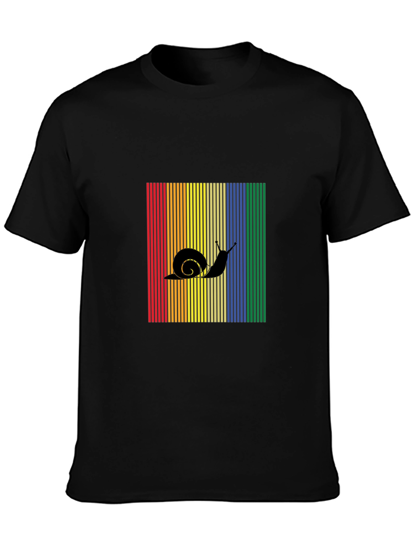 Snail Silhouette Rainbow Striped T-Shirt