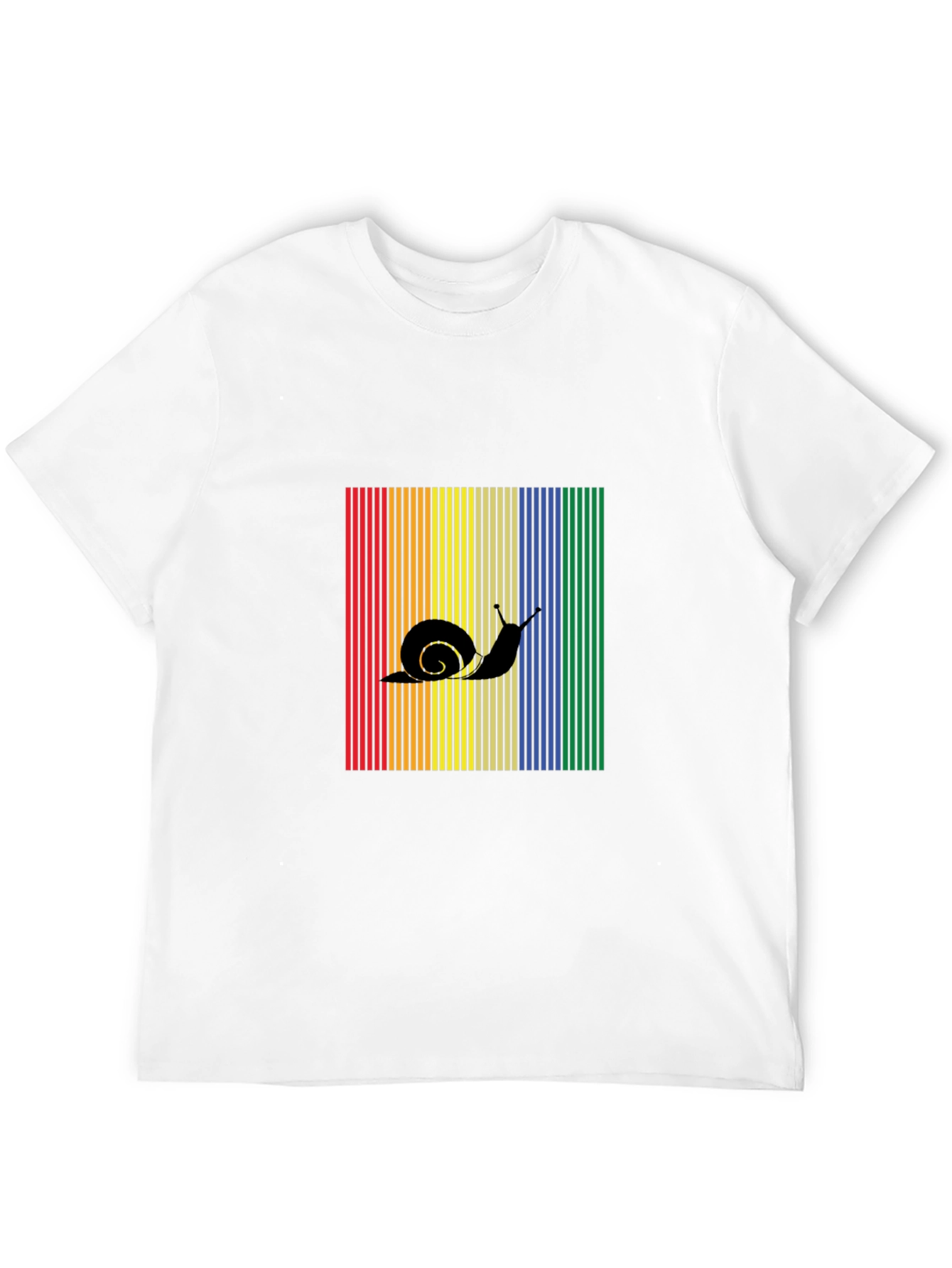 Snail Silhouette Rainbow Striped T-Shirt