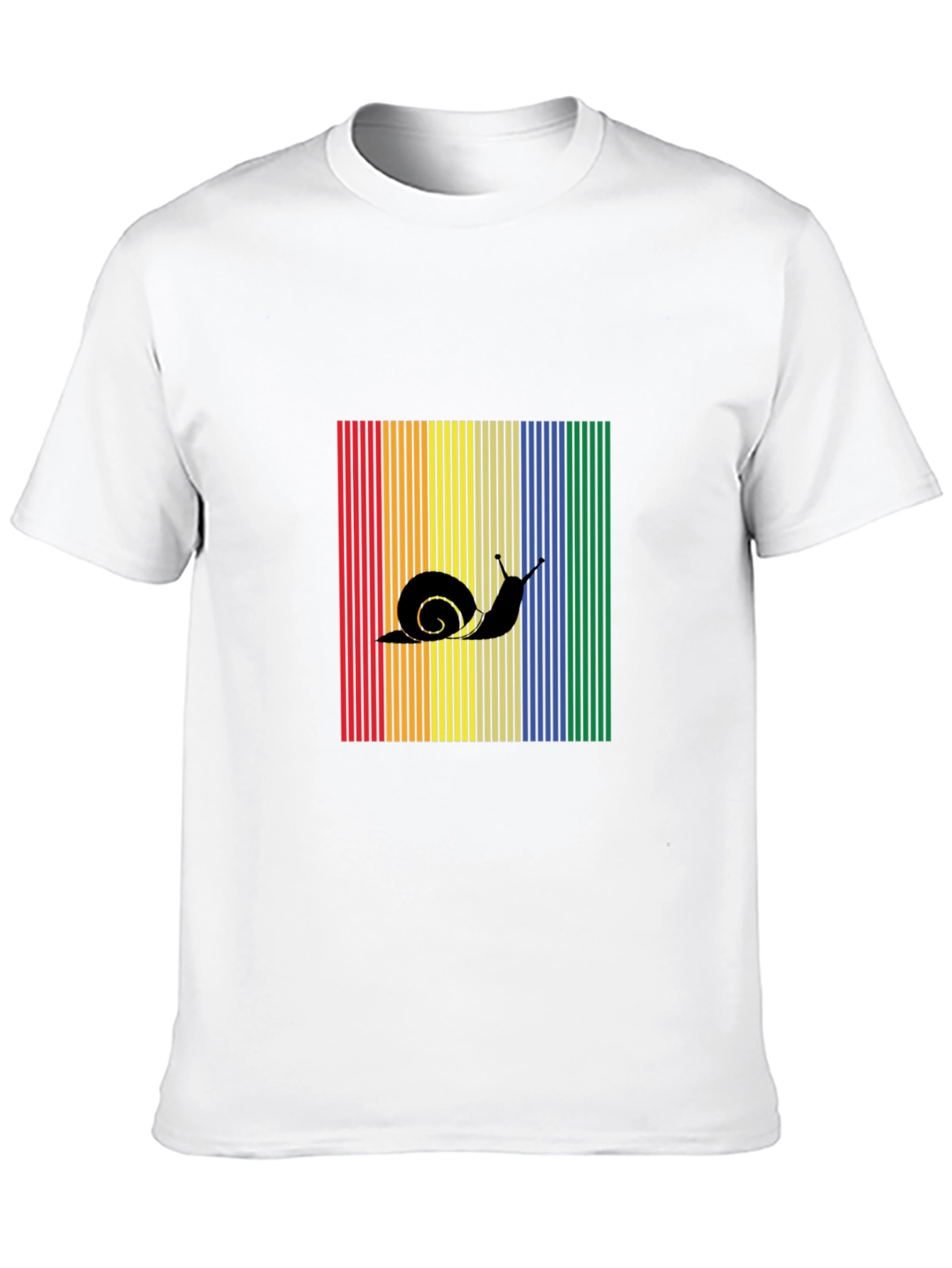 Snail Silhouette Rainbow Striped T-Shirt