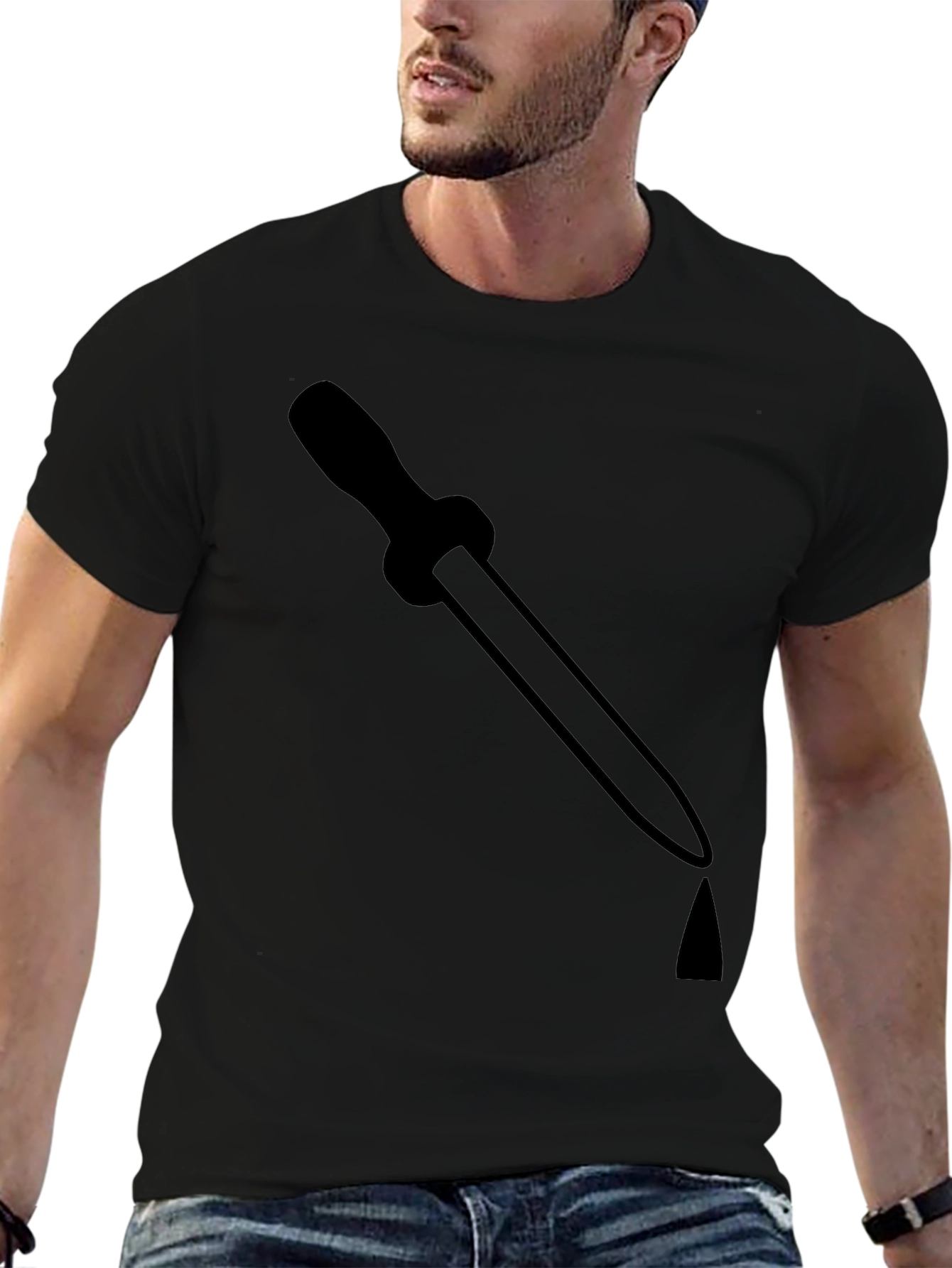 Mens Black T-Shirt with Pipette Graphic