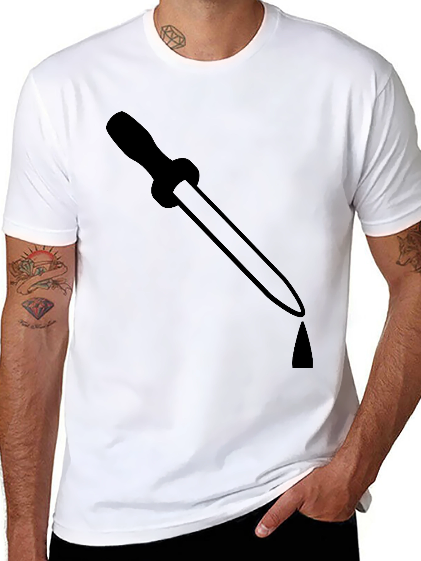 Mens Black T-Shirt with Pipette Graphic
