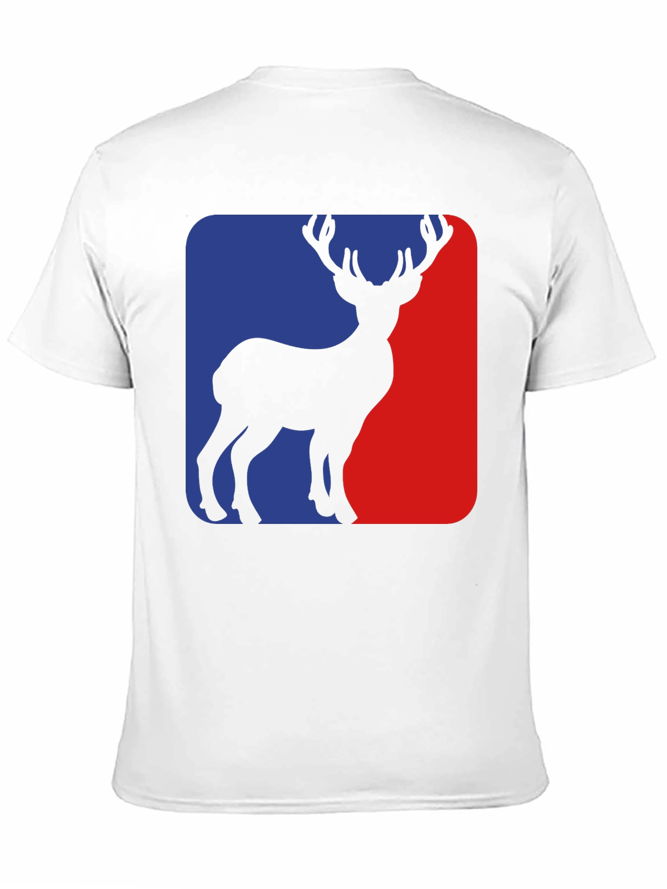 Deer Silhouette Graphic Tee - Blue and Red