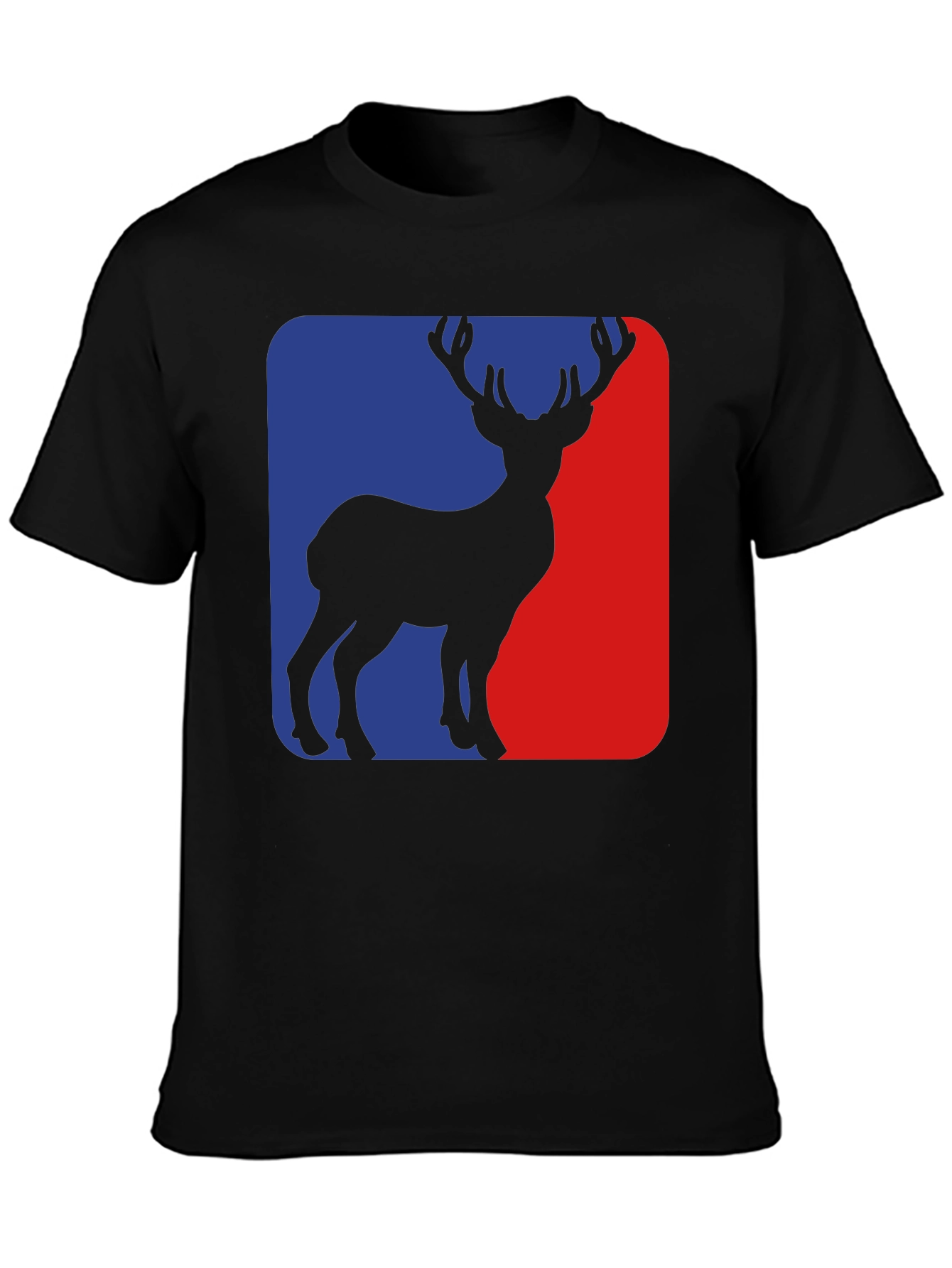 Deer Silhouette Graphic Tee - Blue and Red