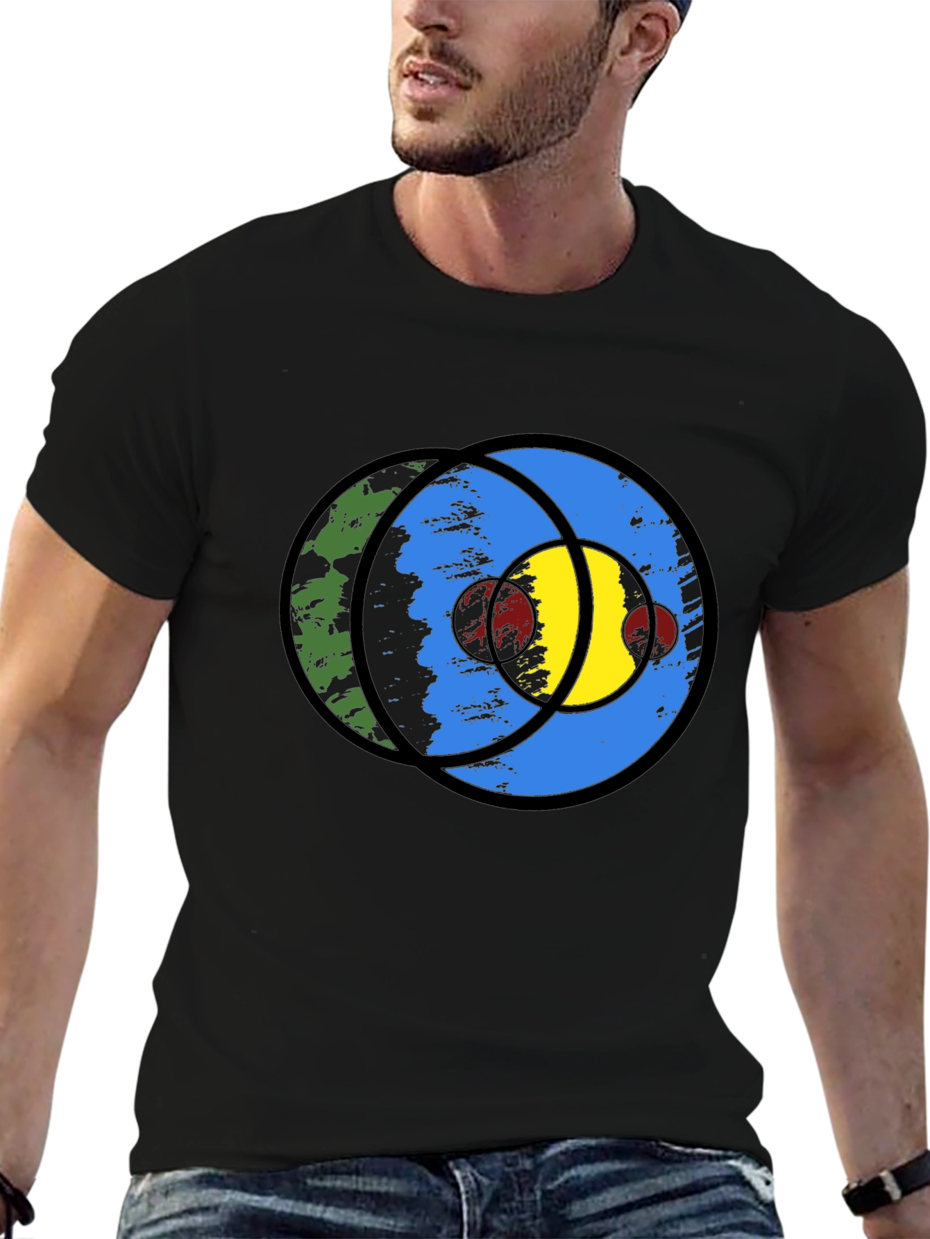 Abstract Graphic Print Black T-Shirt