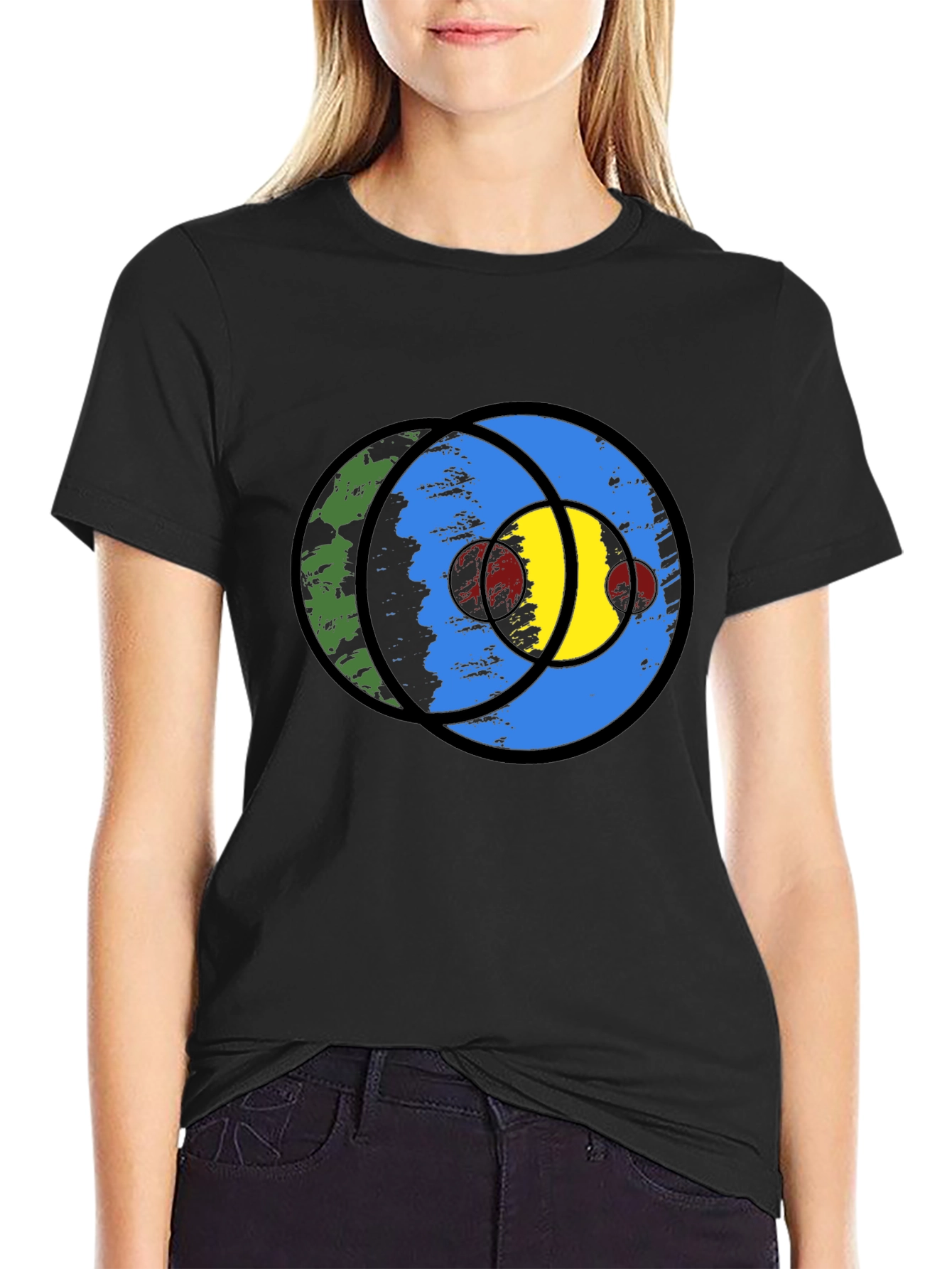Abstract Graphic Print Black T-Shirt