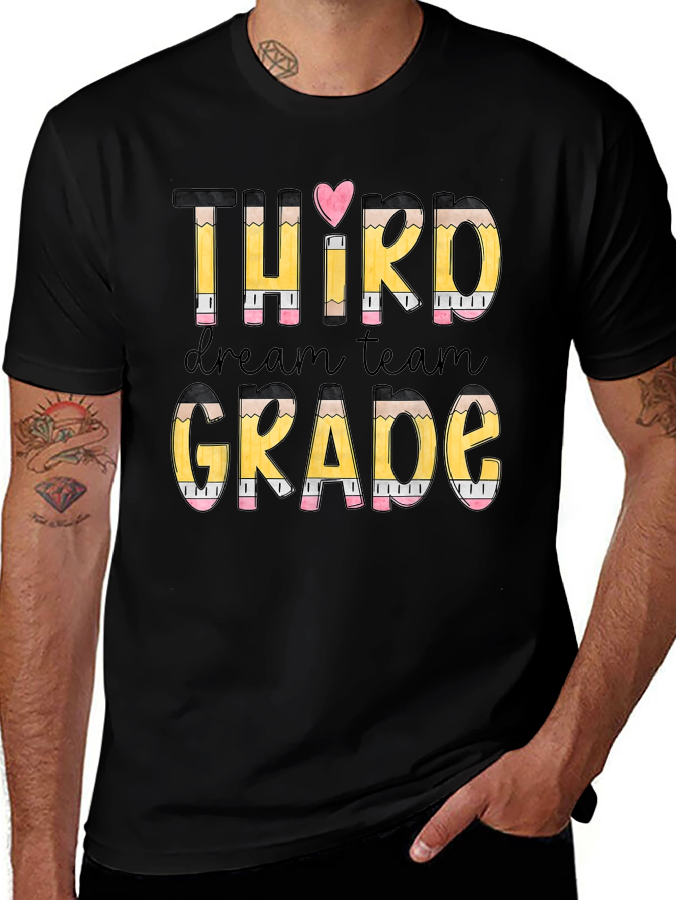 Third Grade Dream Team Pencil Design T-Shirt