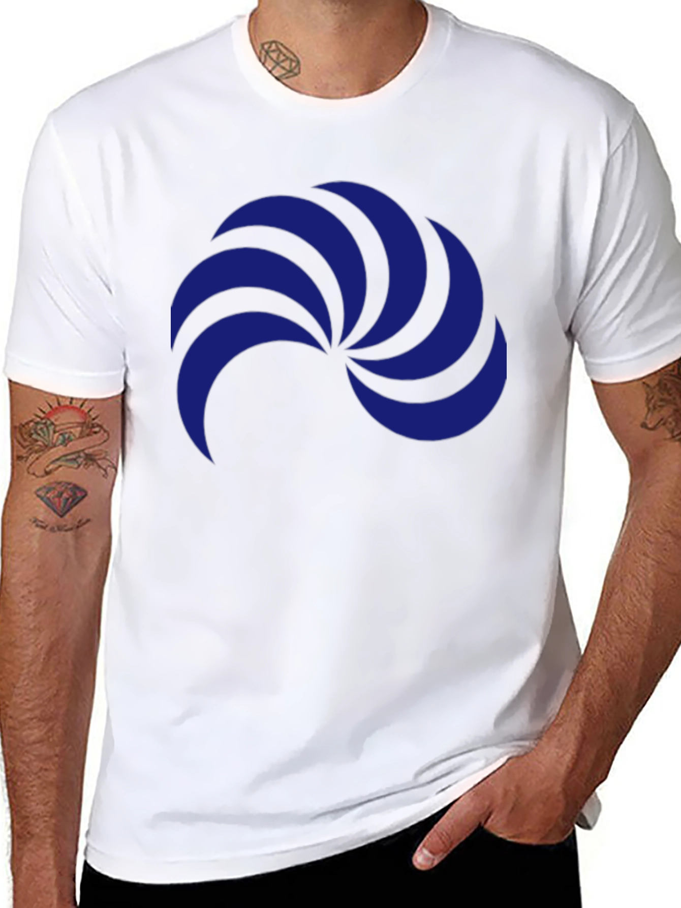 Stylish Black T-Shirt with Blue Abstract Graphic Print