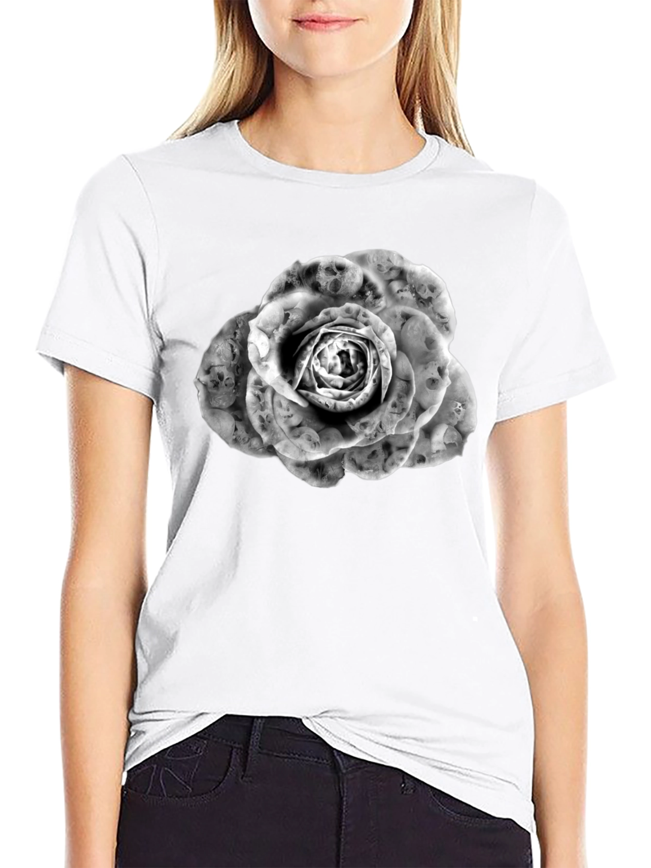 Skull Rose Graphic Tee - Mens Fashion