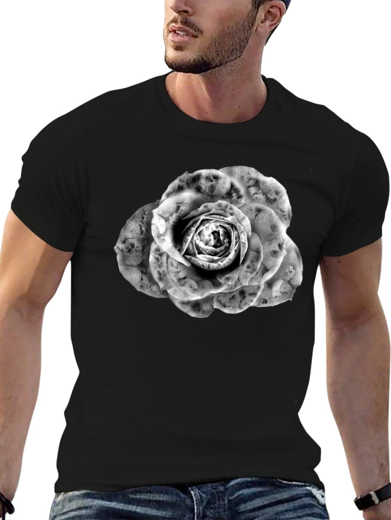Skull Rose Graphic Tee - Mens Fashion