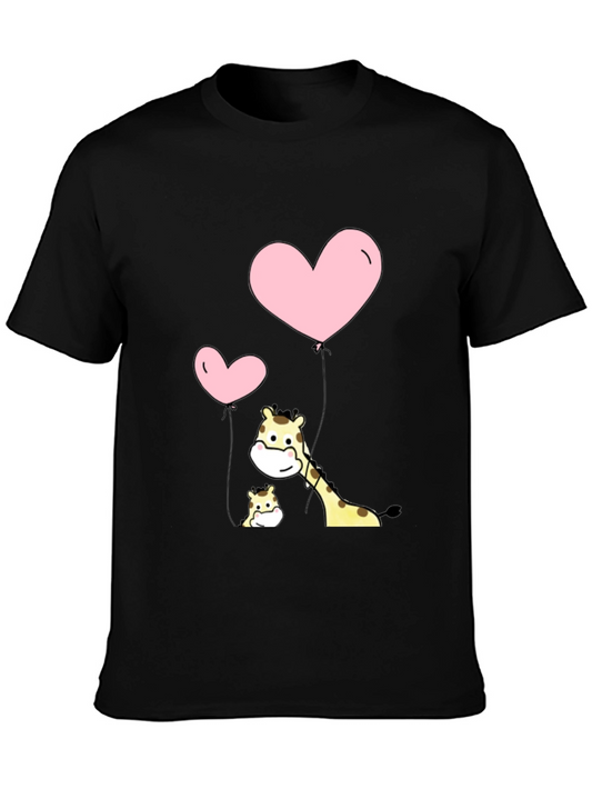Cute Giraffe with Heart Balloons T-Shirt