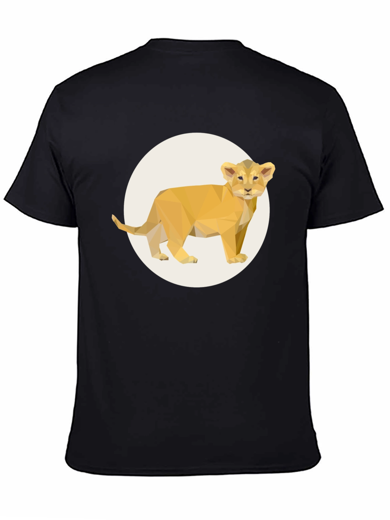 Geometric Lion Cub T-Shirt - Black