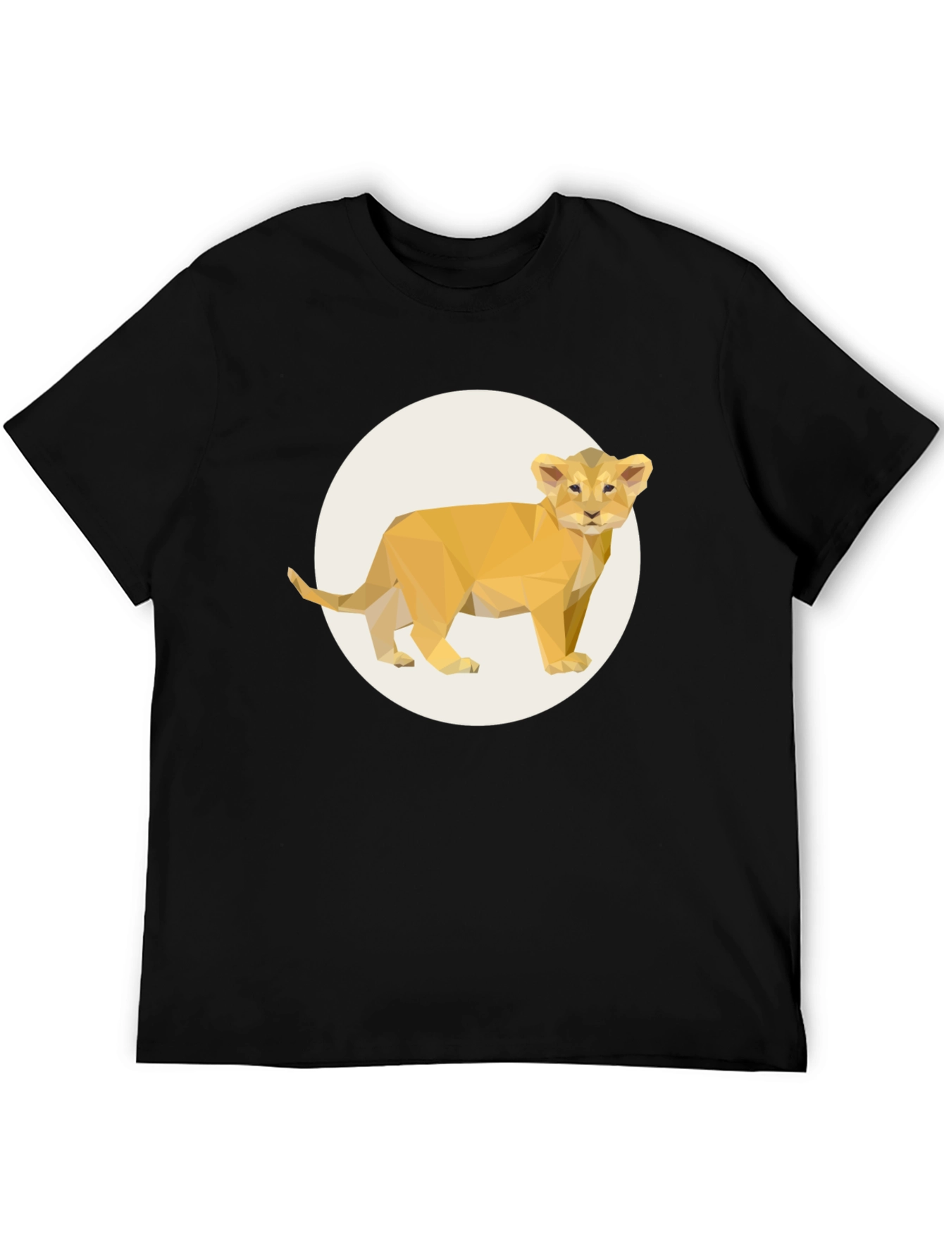 Geometric Lion Cub T-Shirt - Black