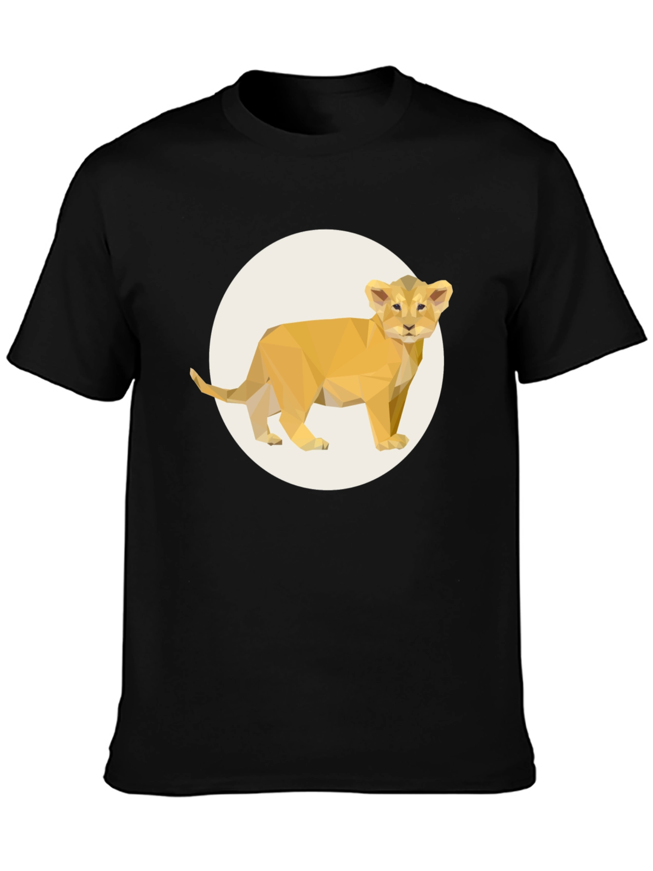 Geometric Lion Cub T-Shirt - Black