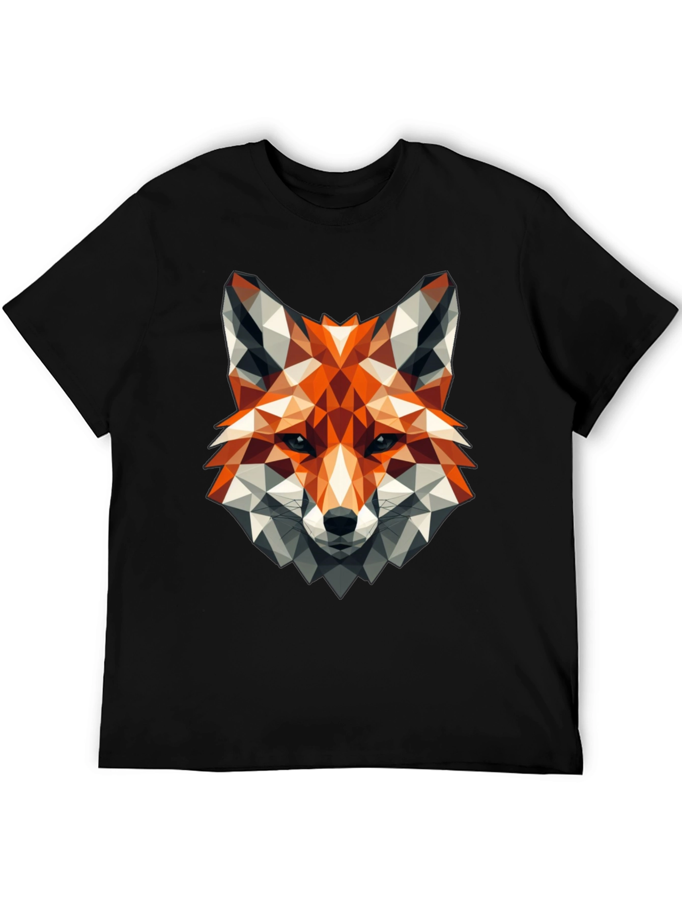 Geometric Fox Graphic Tee - Stylish Black T-Shirt