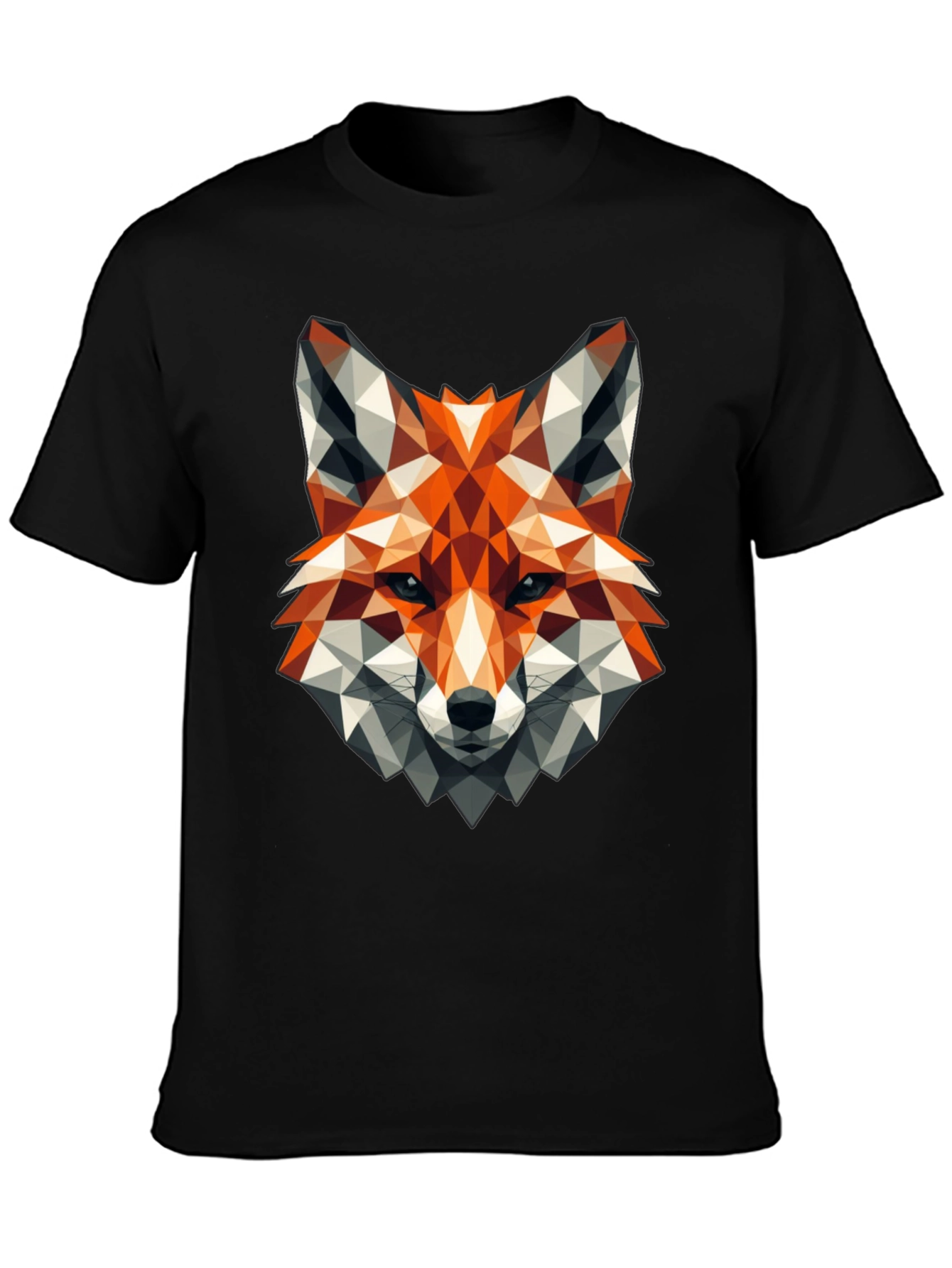 Geometric Fox Graphic Tee - Stylish Black T-Shirt