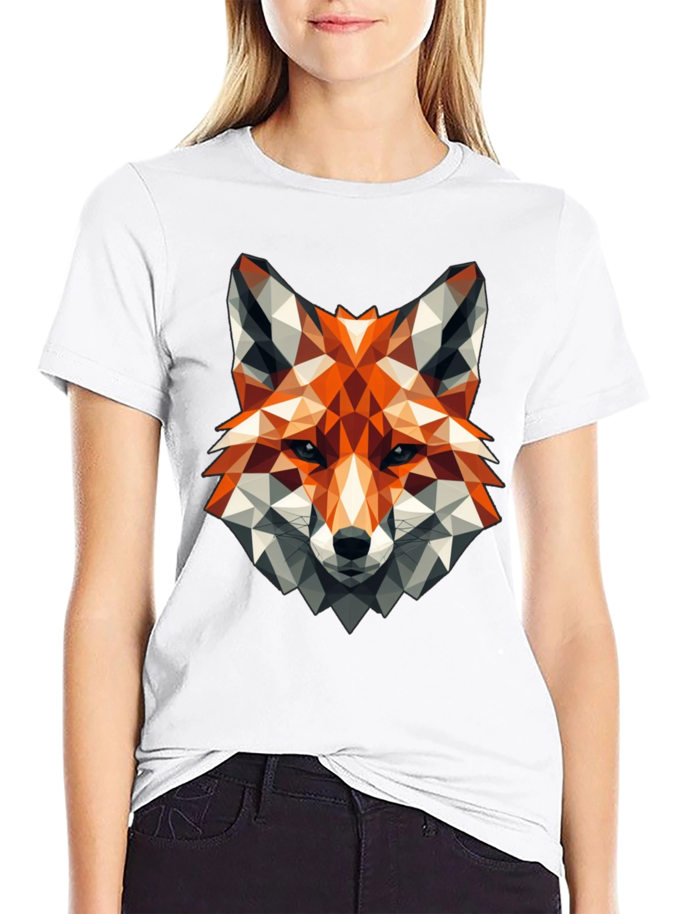 Geometric Fox Graphic Tee - Stylish Black T-Shirt